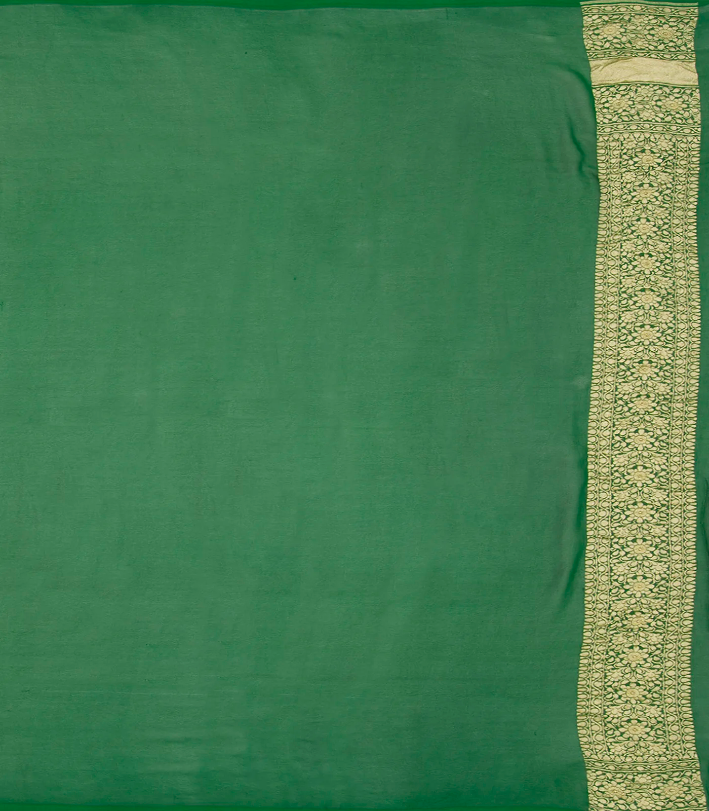 RmKV Red Handloom Banarasi Khaddi Georgette Saree With Floral Motifs & Green Border-Red - view 3