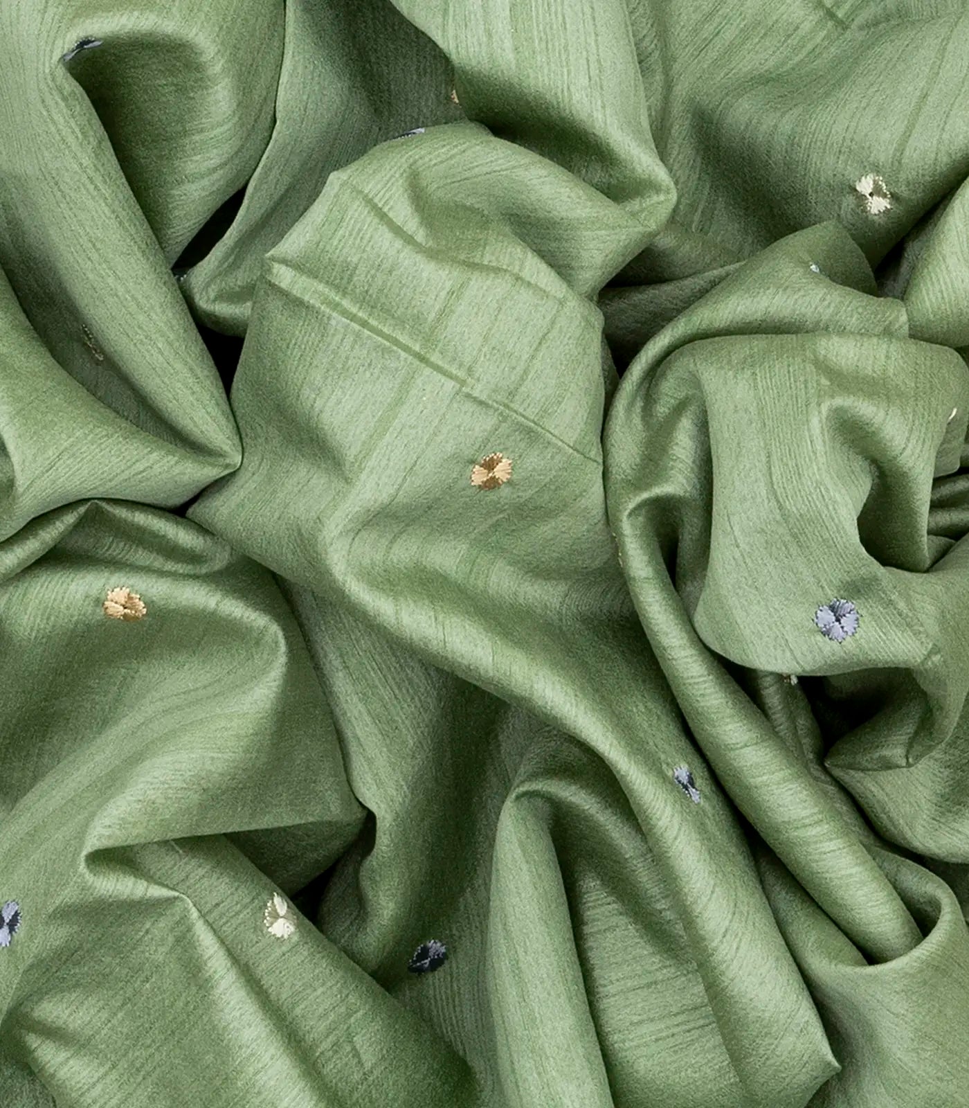 RmKV Cardamom Green Blended Dupion Saree With Embroidered Meena Motifs-Cardamom Green - view 3