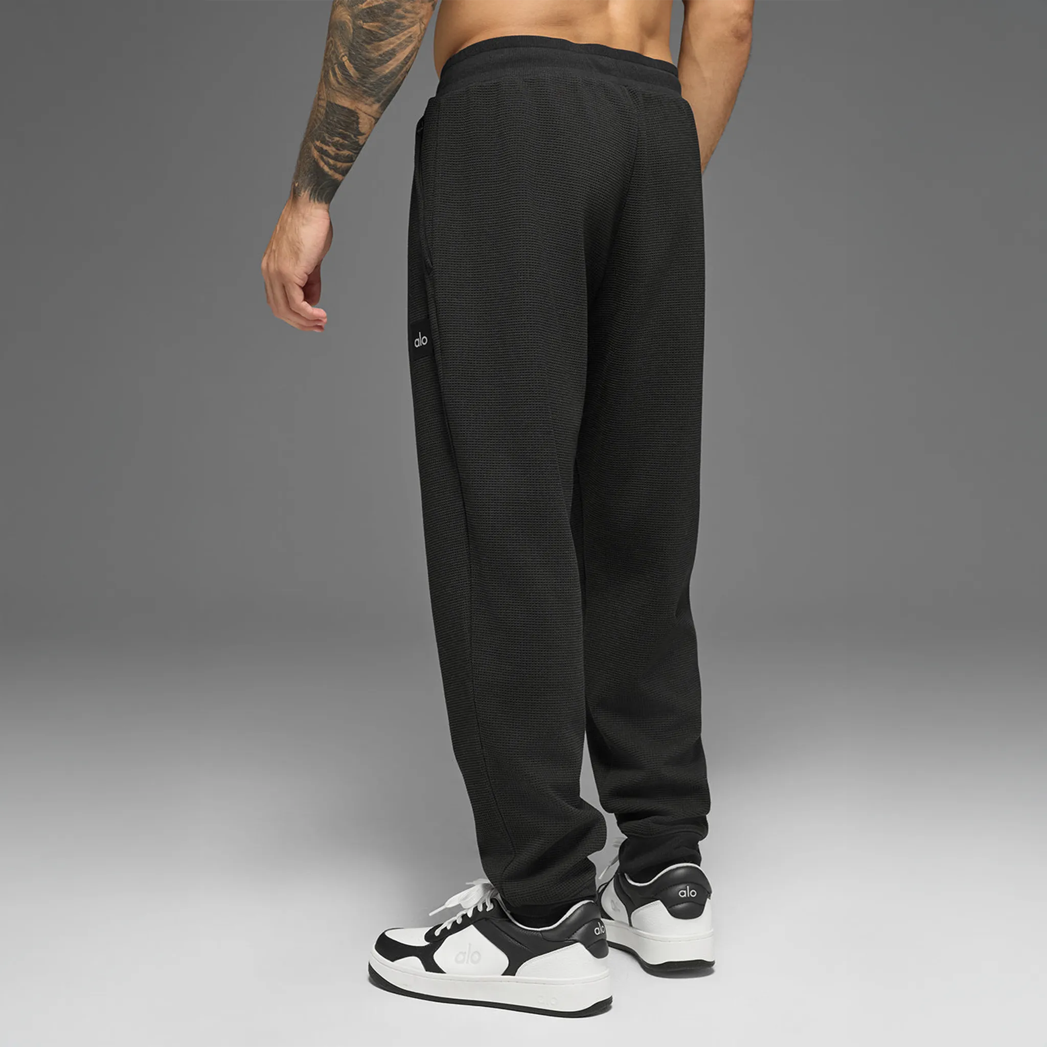 Alo Yoga Waffle Lounge Black Sweatpants - view 2