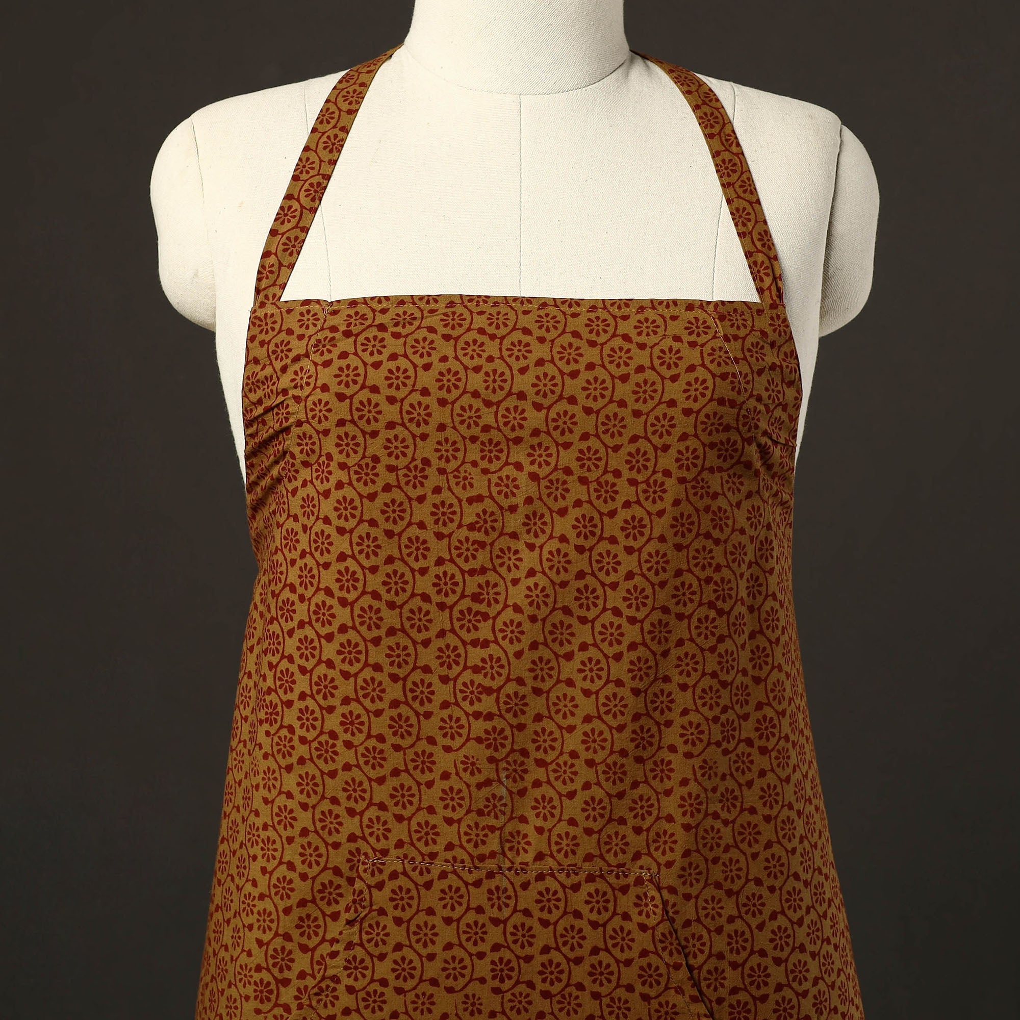 JALPARI Brown - Bagh Block Print Cotton Apron with Pocket 28 - view 2