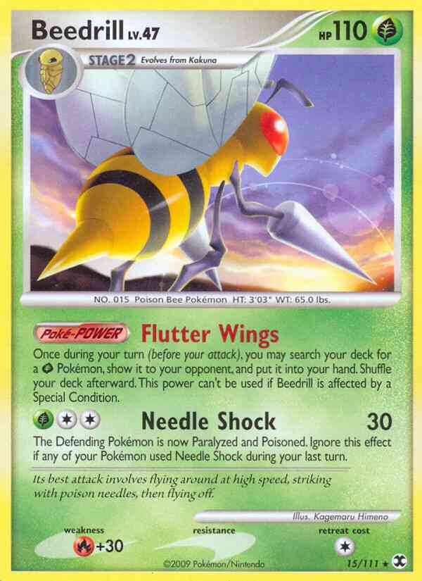Rare pl2-15 reverse – Pokémon Beedrill - 15/111 - Rare [pl2-15] [Reverse Holo]