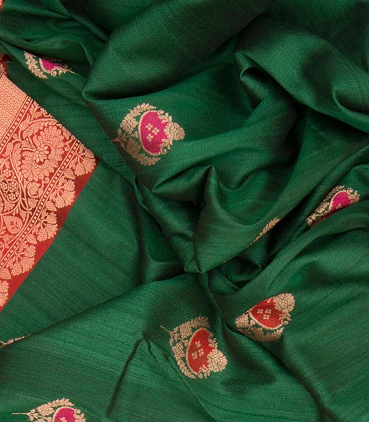 RmKV Dark-Green Handwoven Banarasi Silk Saree - view 3