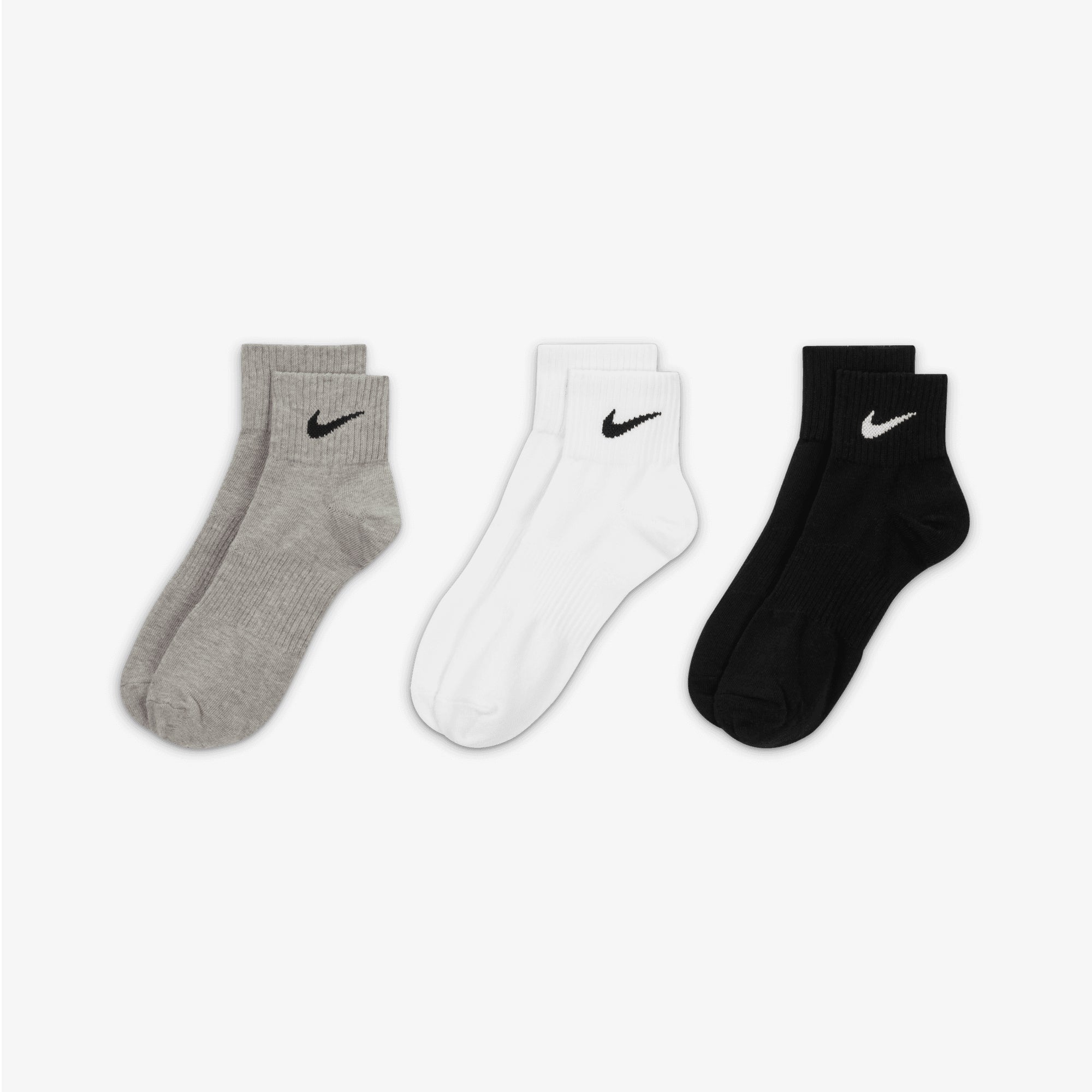 Nike | Performance Lightweight Training Ankle Socks (3 Pairs) { Grey/white/black - view 3