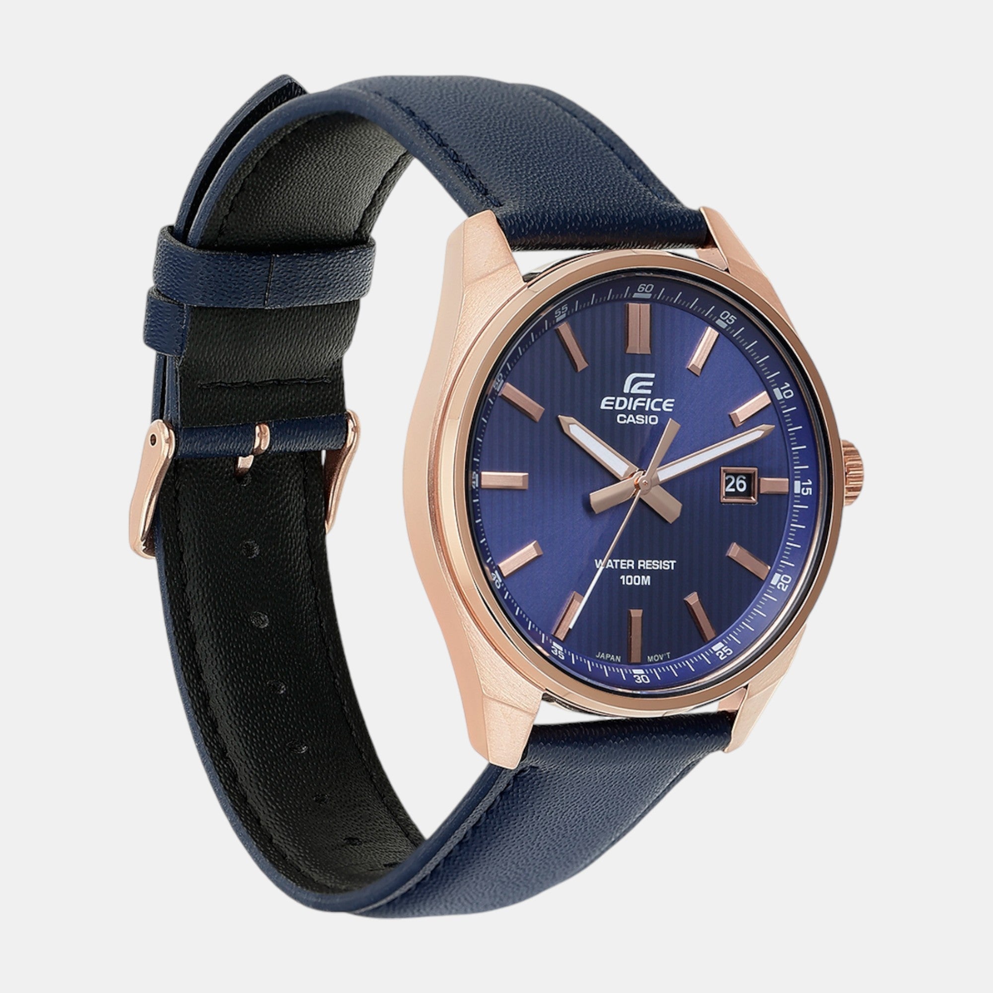 Casio Edifice Men Quartz Navy Blue Dial Analog Leather Watch ED617 - view 3