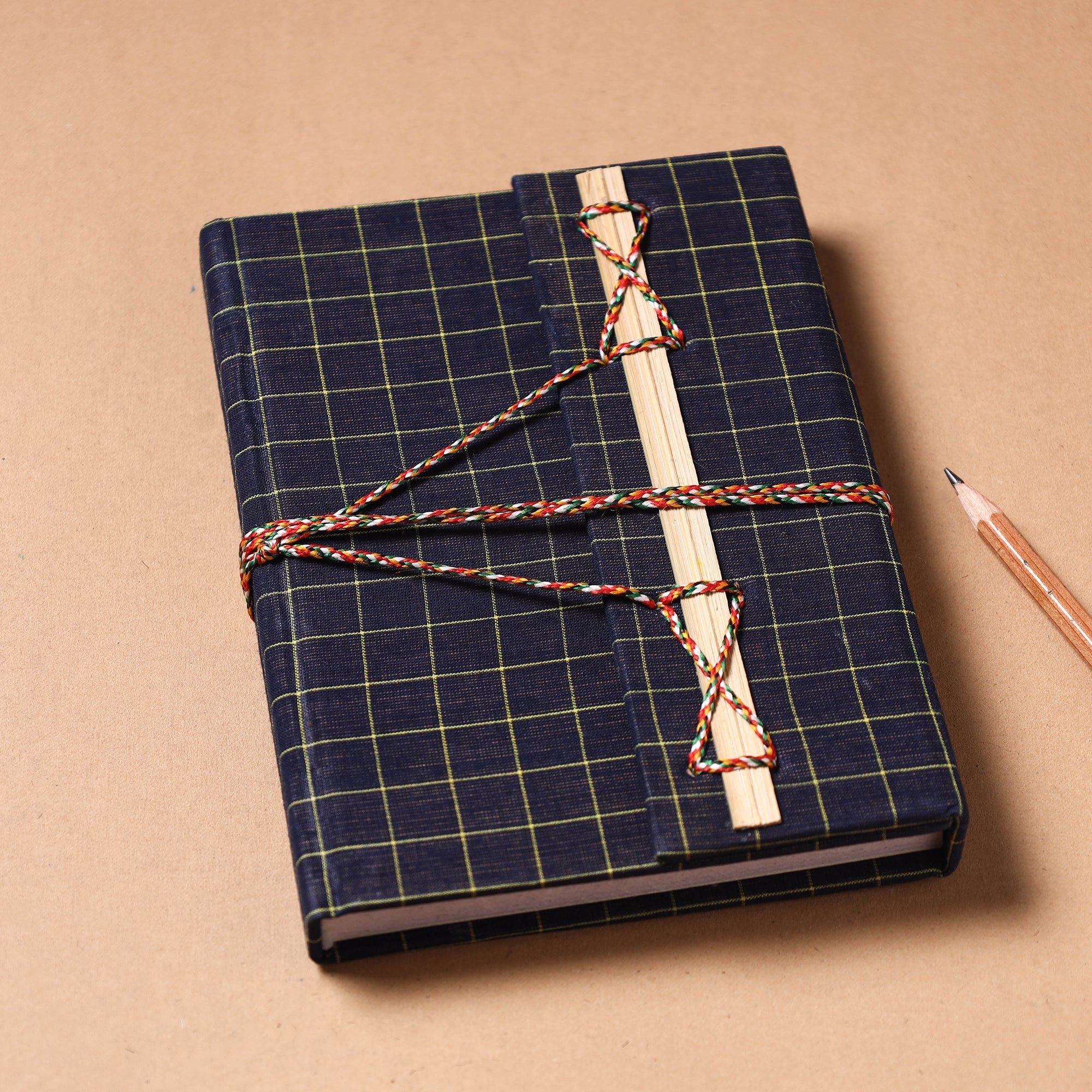 TARAGRAM Blue - Fabric Cover Handmade Paper Notebook with Thread Lock