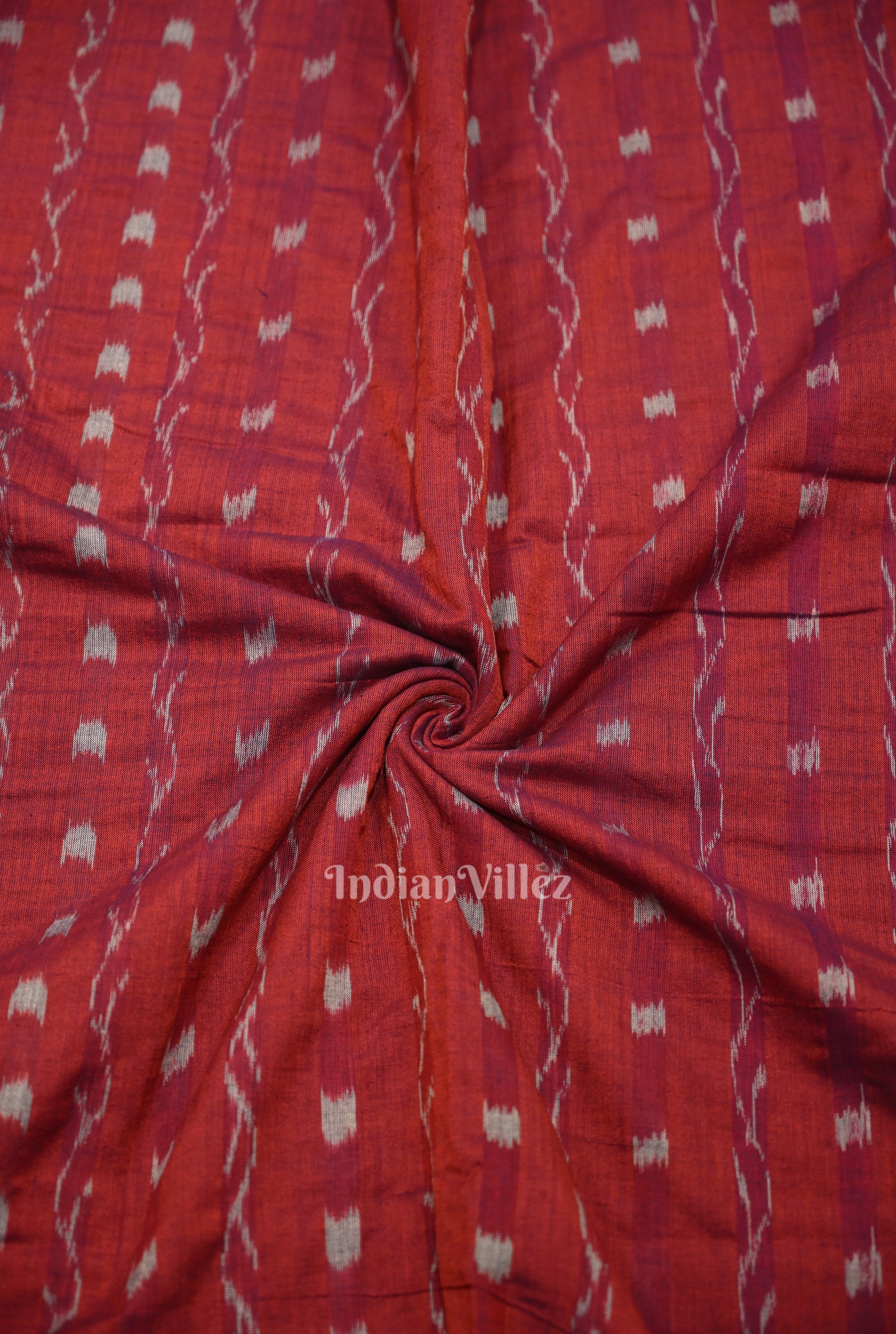 IndianVillèz Purple Wine Tipa Design Sambalpuri Ikat Cotton Fabric