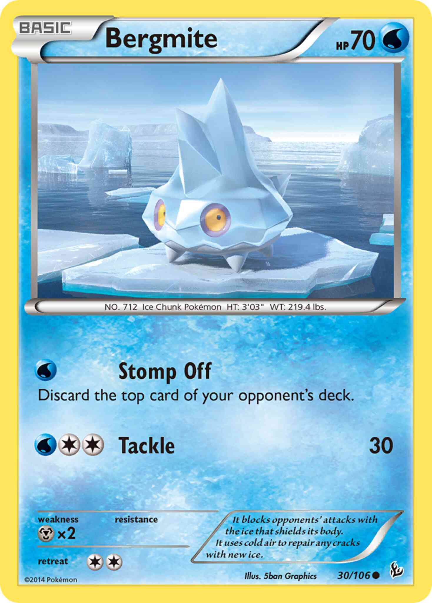Common xy2-30 reverse – Pokémon Bergmite - 30/106 - Common [xy2-30] [Reverse Holo]
