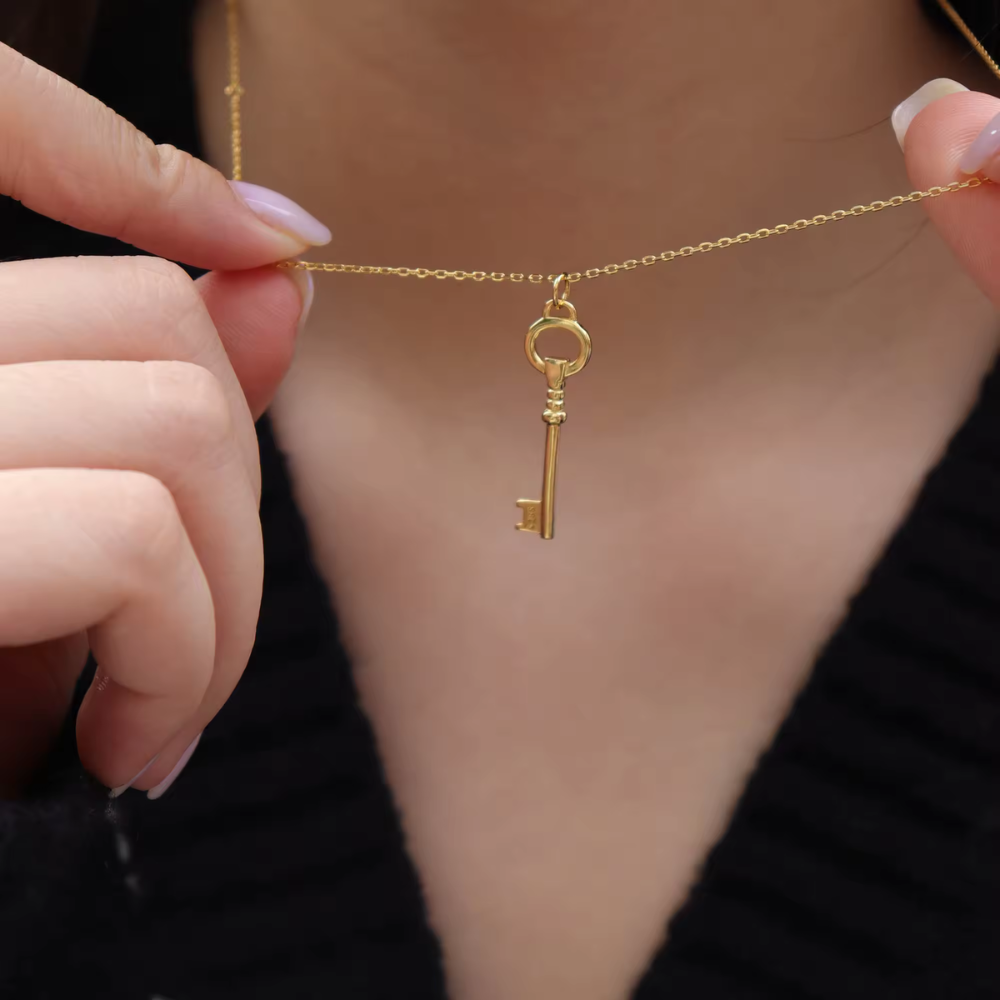Branta Gold Key Charm Necklace