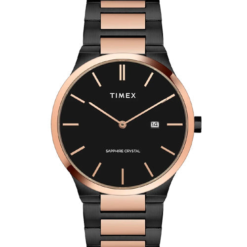 Timex E Class Men Analog Black Round Stainless Steel Dial Watch 41mm TWEG23601