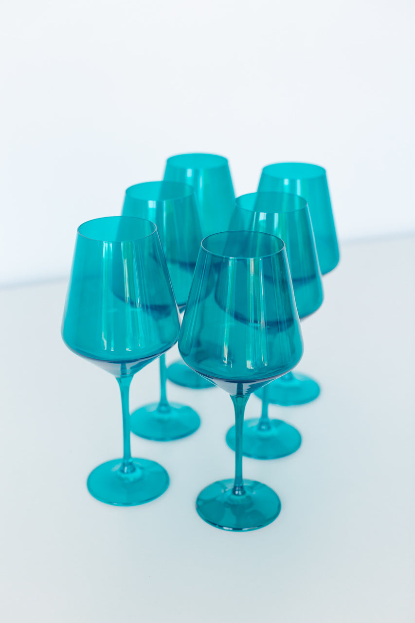 Estelle Colored Glass Estelle Colored Wine Stemware - Set of 6 {Teal} - view 2