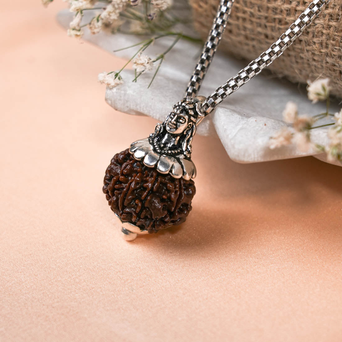Adiyogi pendant 10 – Prinjal Jewellers Adiyogi Pendant (10 Mukhi Nepali Rudraksha) With Chain