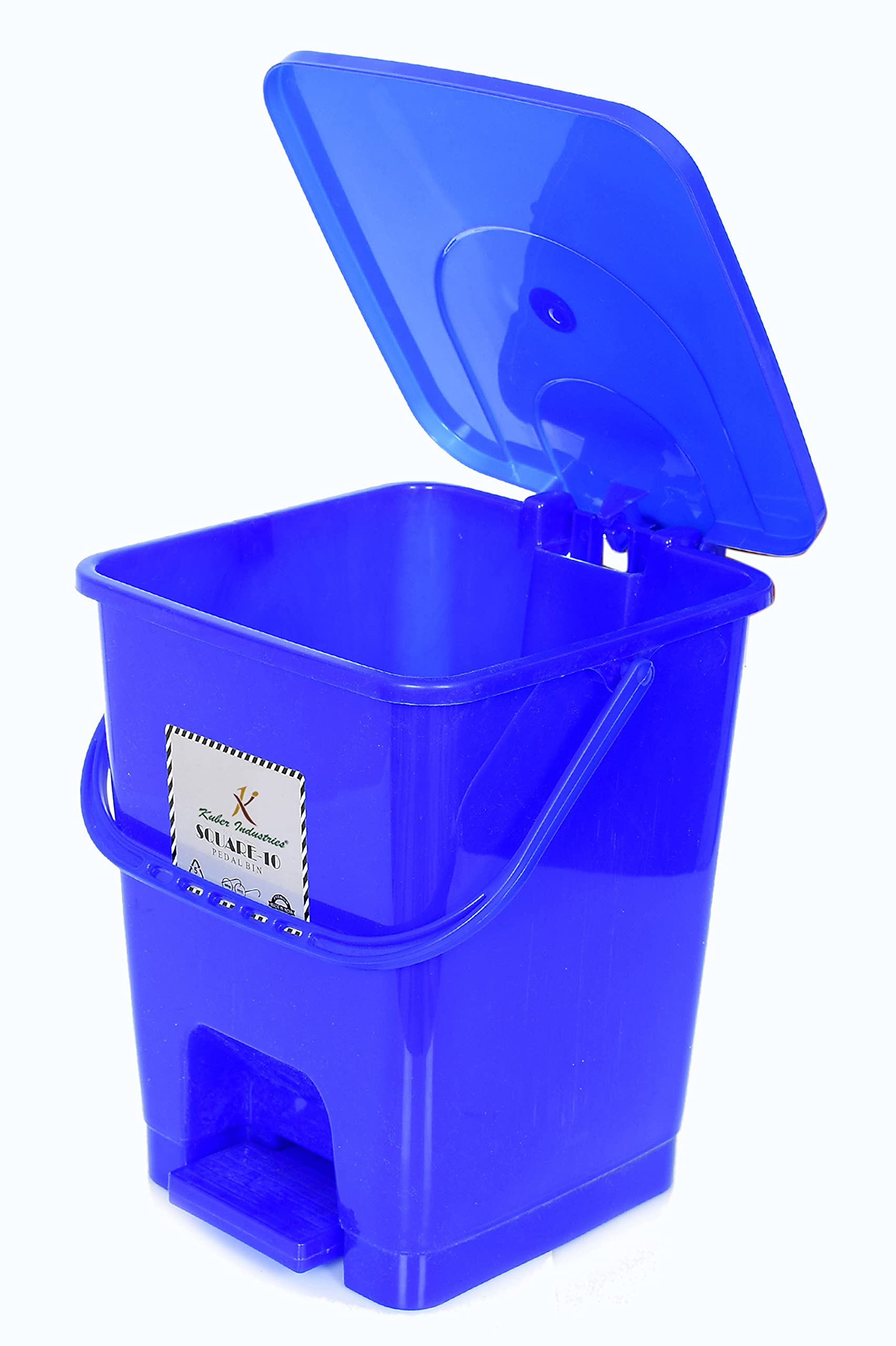 Kuber Industries Square Premium Plastic Pedal Dustbin with Lid for Home/Kitchen/Office 10 Ltr (Blue)-Pack of 3 - view 4
