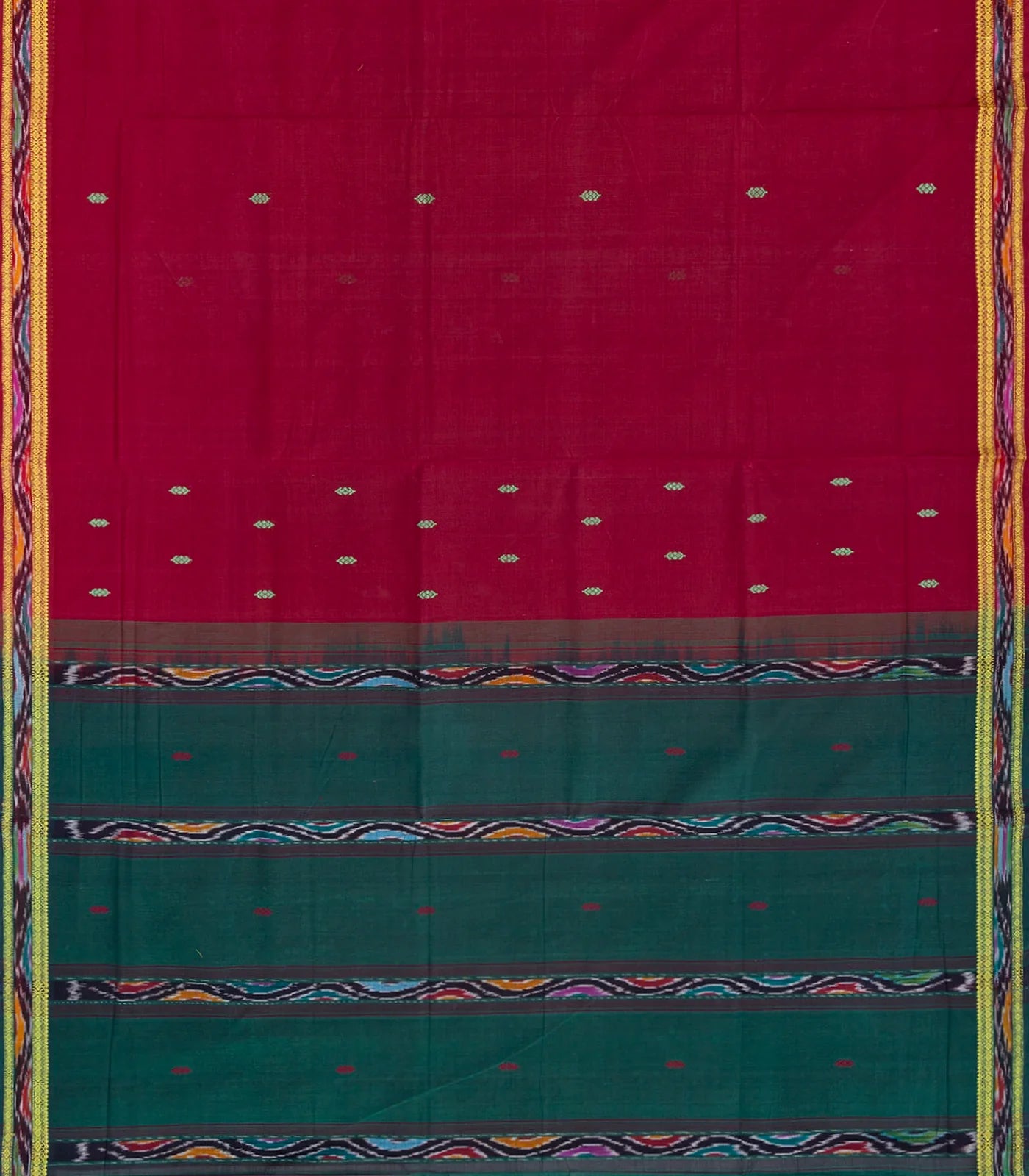 RmKV Crimson Handloom Kadapa Cotton Saree With Buttas-Crimson - view 2