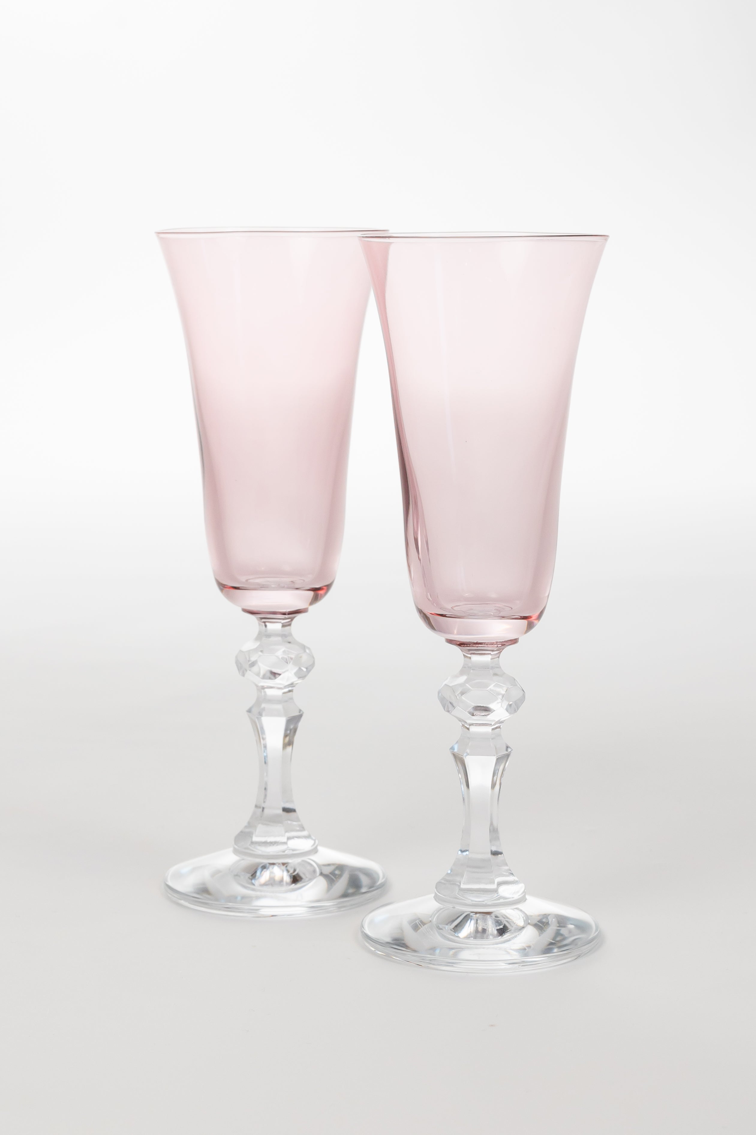 Estelle Colored Glass Estelle Colored Regal Flute With Clear Stem - Set of 2 {Rose}