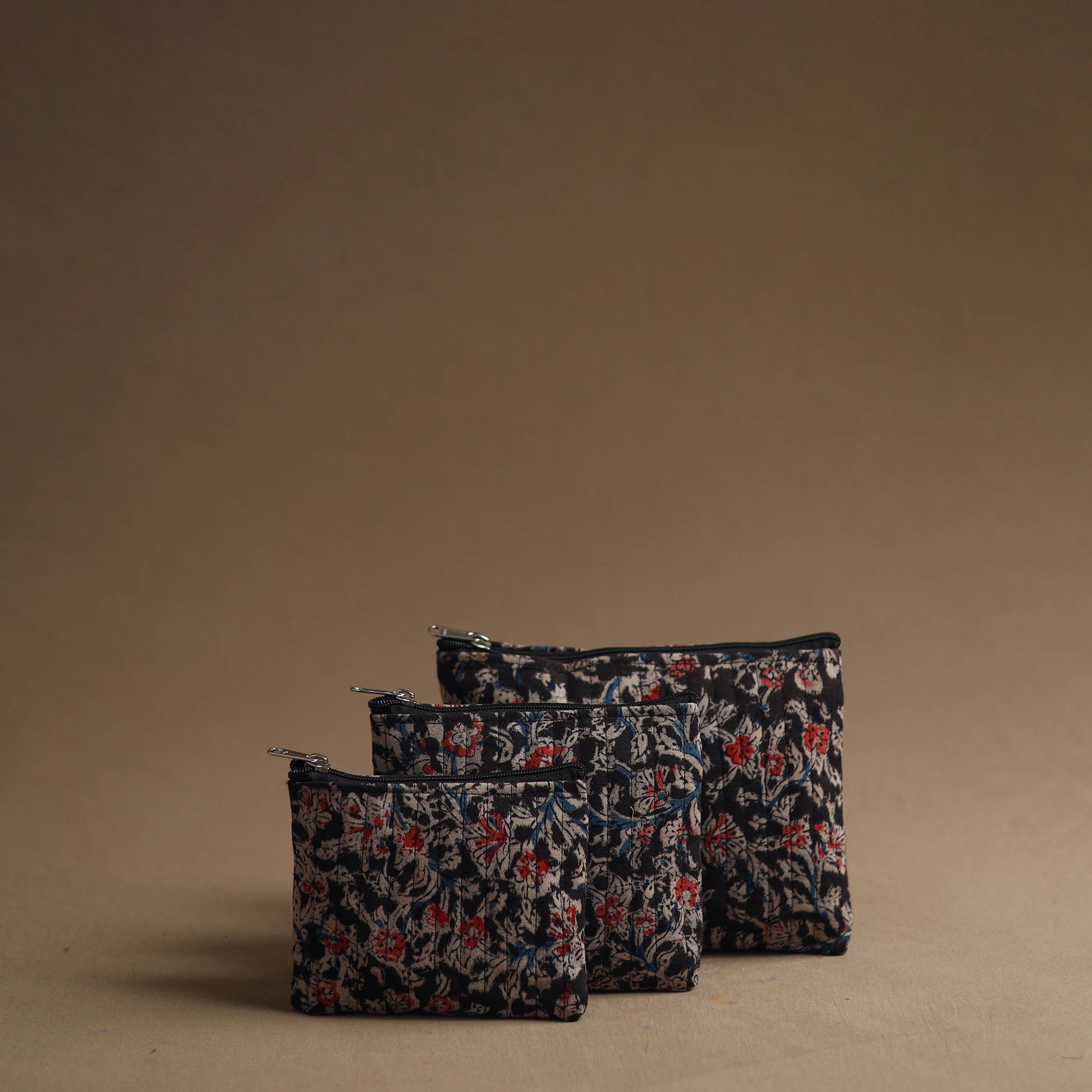 NOORI BAZAR Black - Handmade Cotton Multipurpose Utility Pouches (set of 3) 28