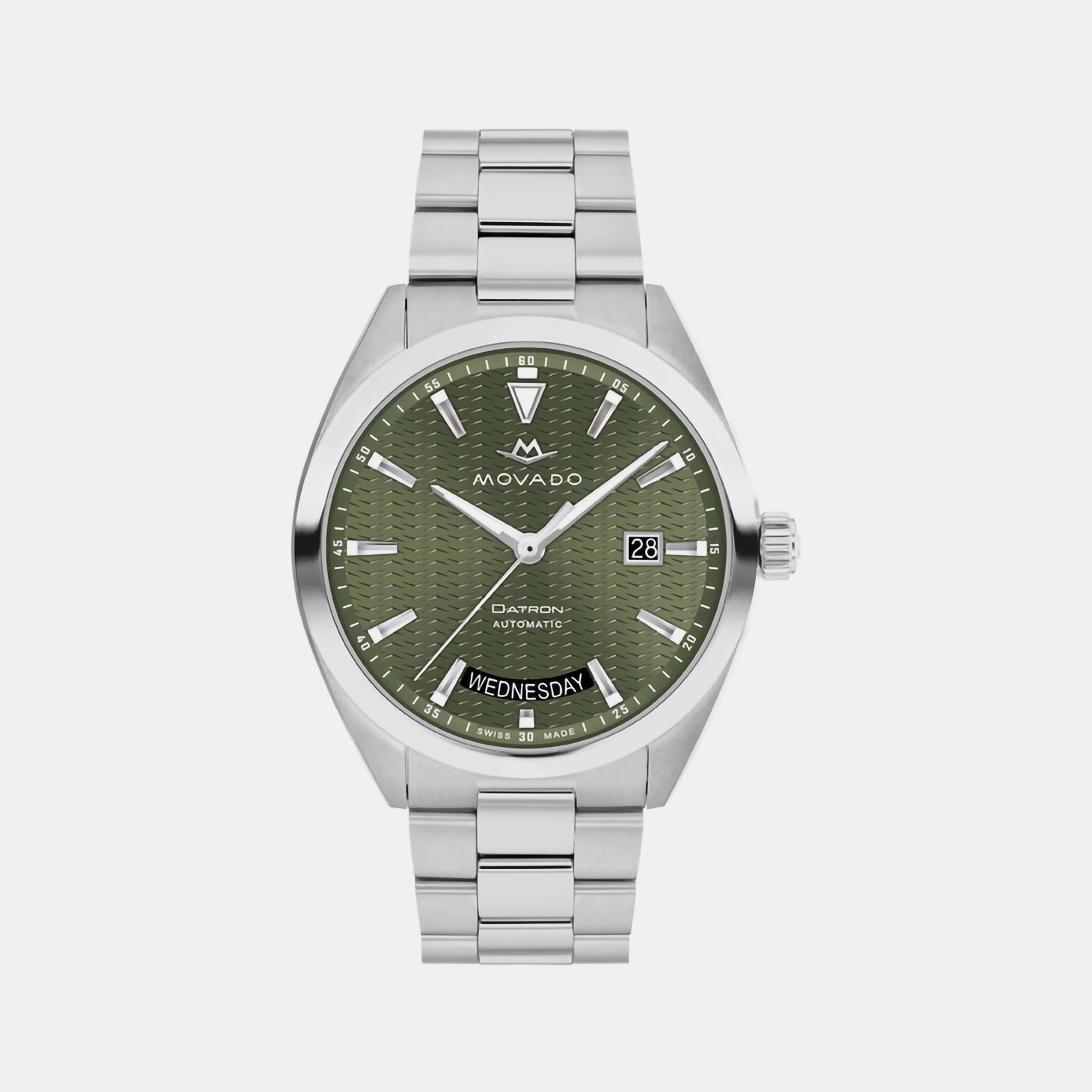 Movado Heritage Men Quartz Green Dial Analog Stainless Steel Watch 3650178
