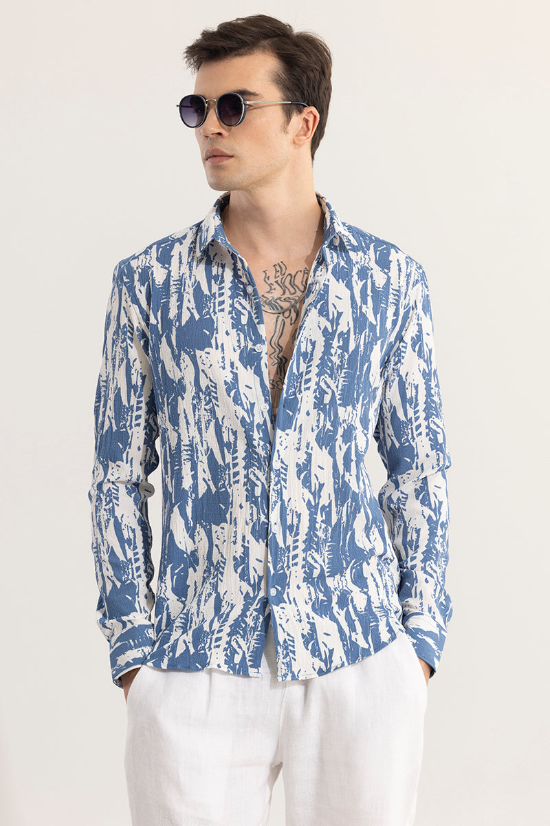 SNITCH Obstract Blue Seersucker Shirt
