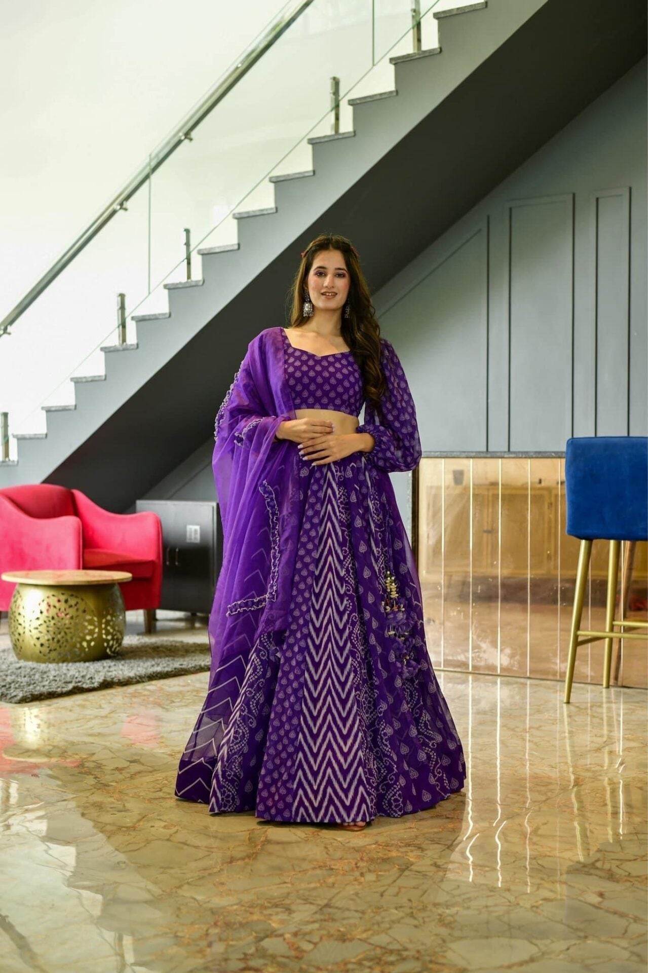 Idaho-o purple georgette lehenga choli set – Women's - view 2