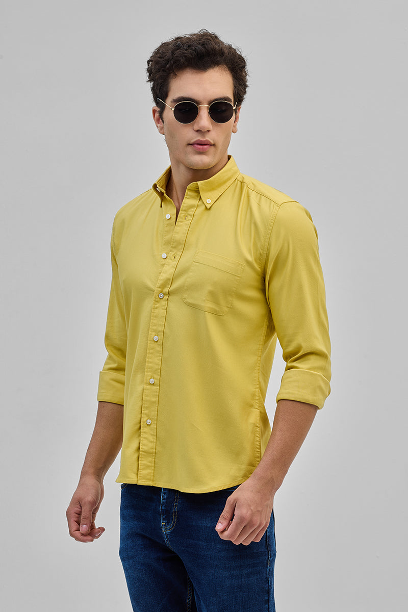 SNITCH Yellow Solid Button Down Shirt