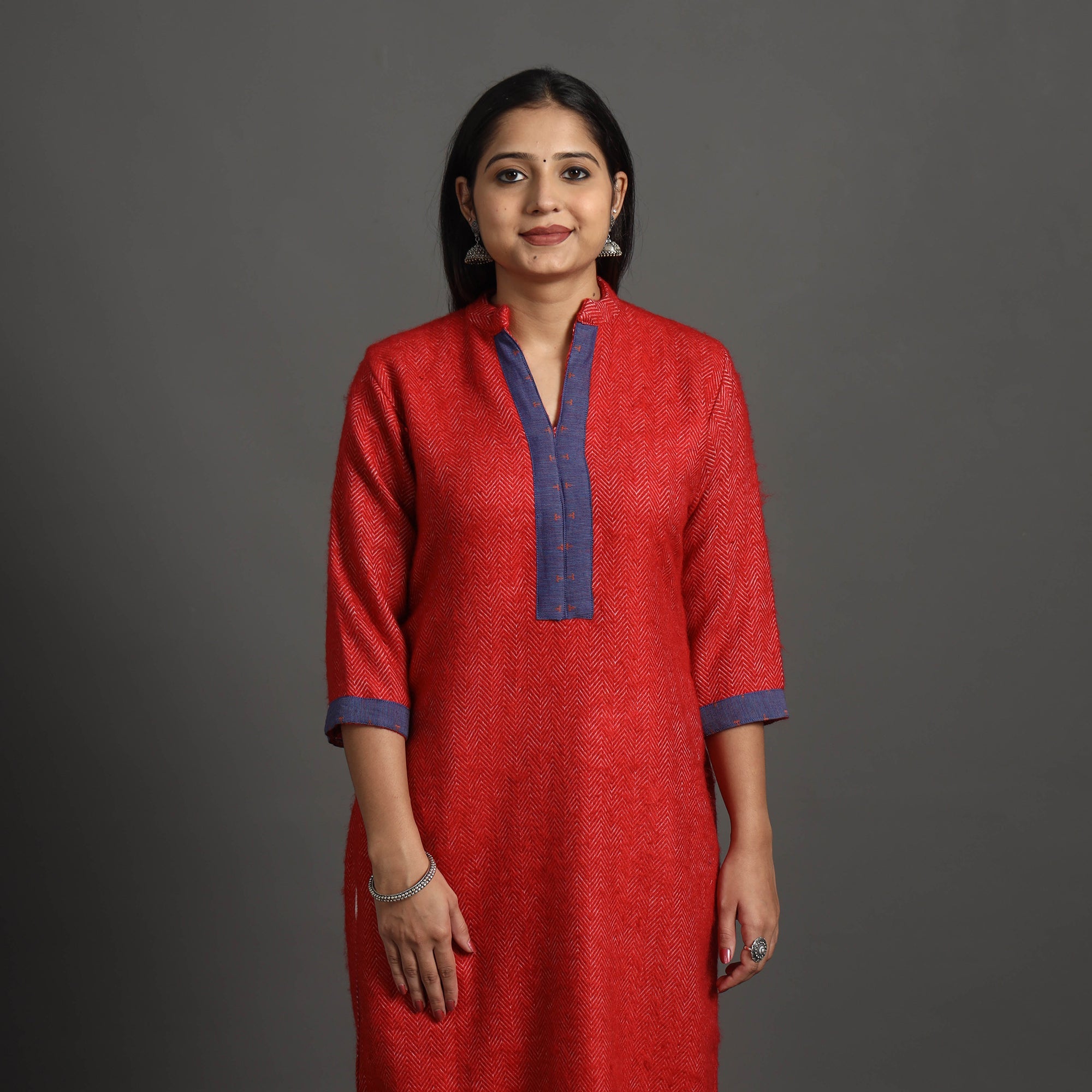 ITOKRI CASUALS Apeksha Red Merino Woolen Kurta