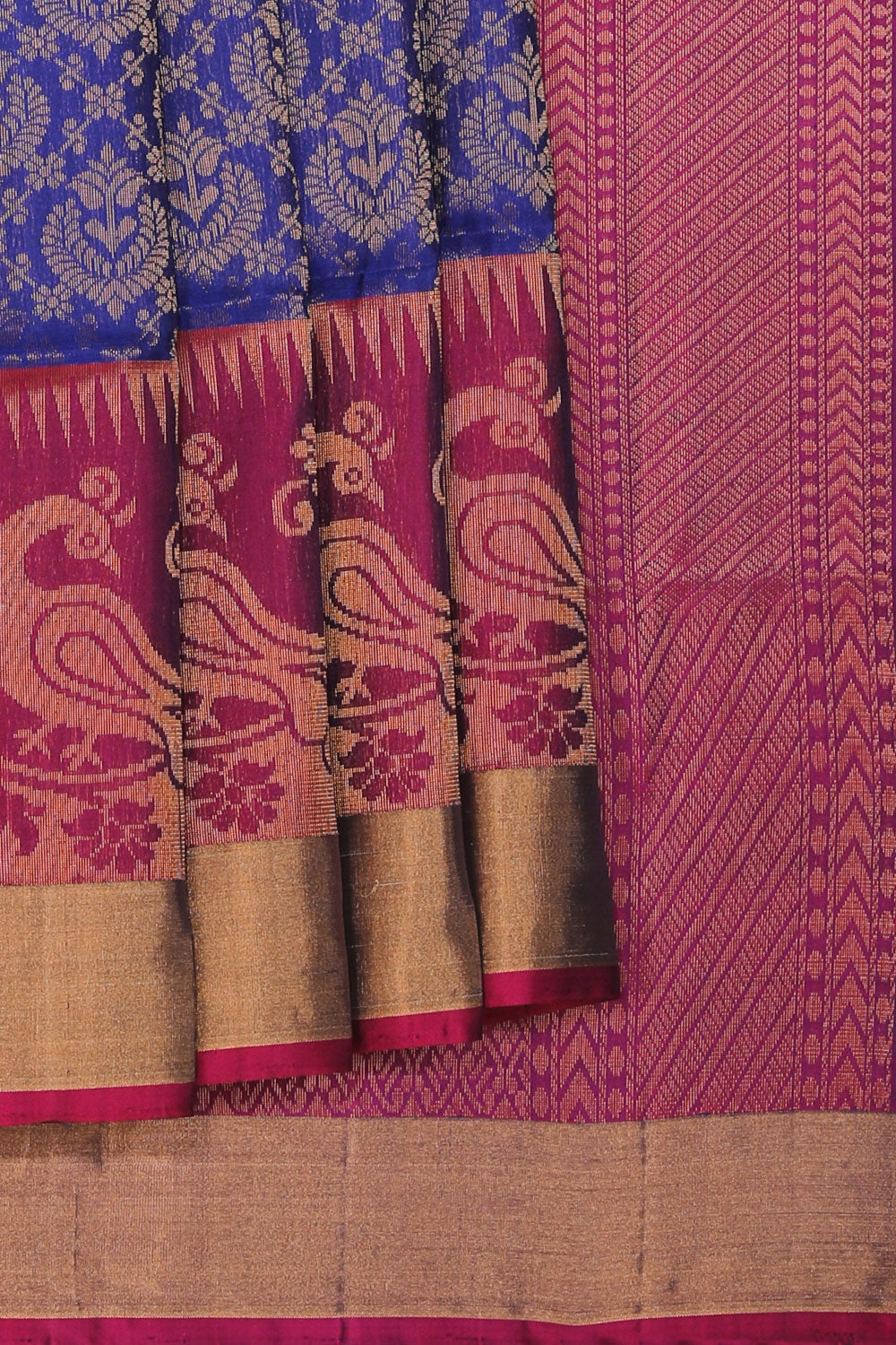 Kalanjali Gorgeous Gold-Brocade Purple Saree – Women's
