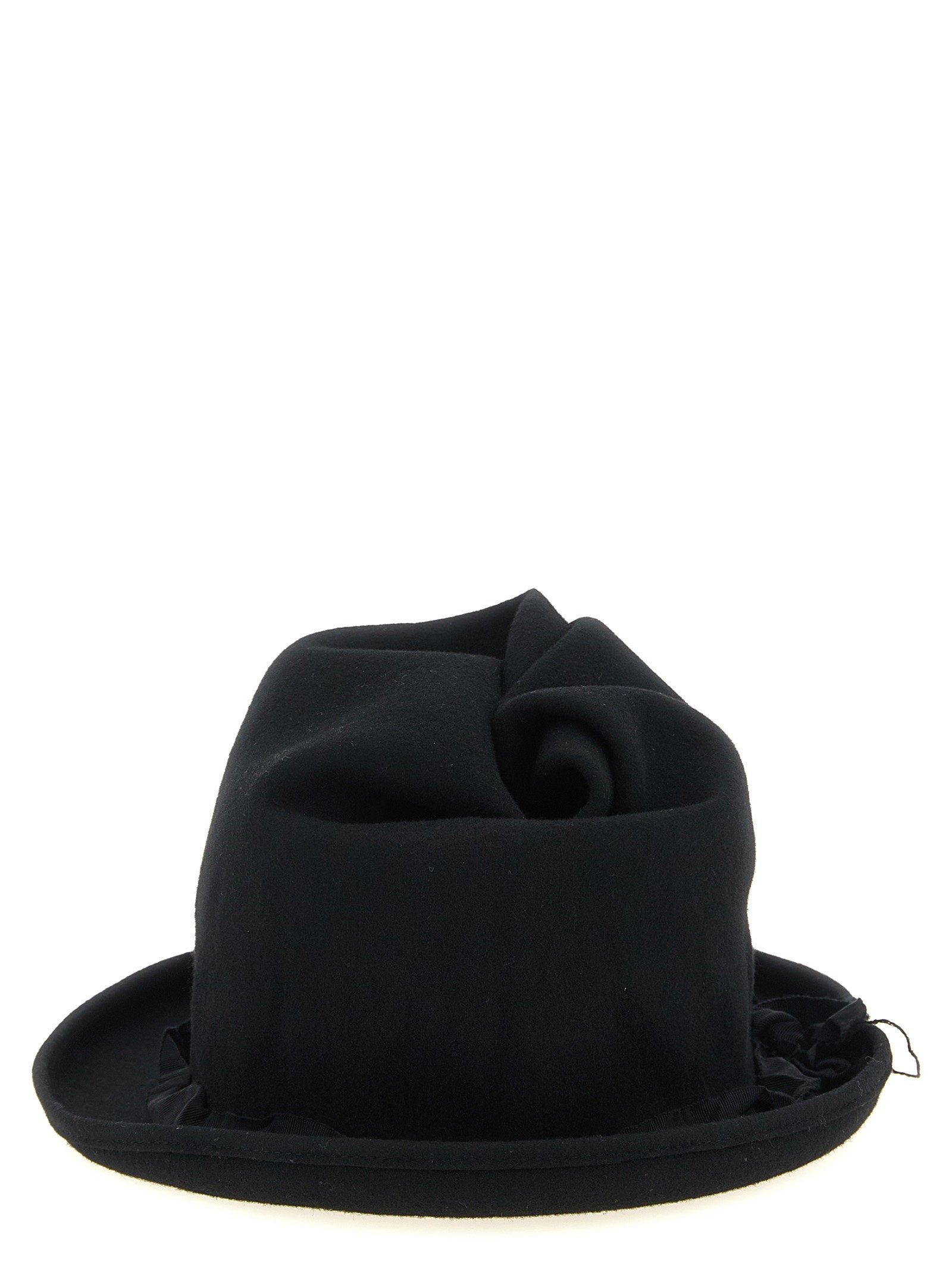 Yohji Yamamoto Sculptural Crown Hat – 100% wool
