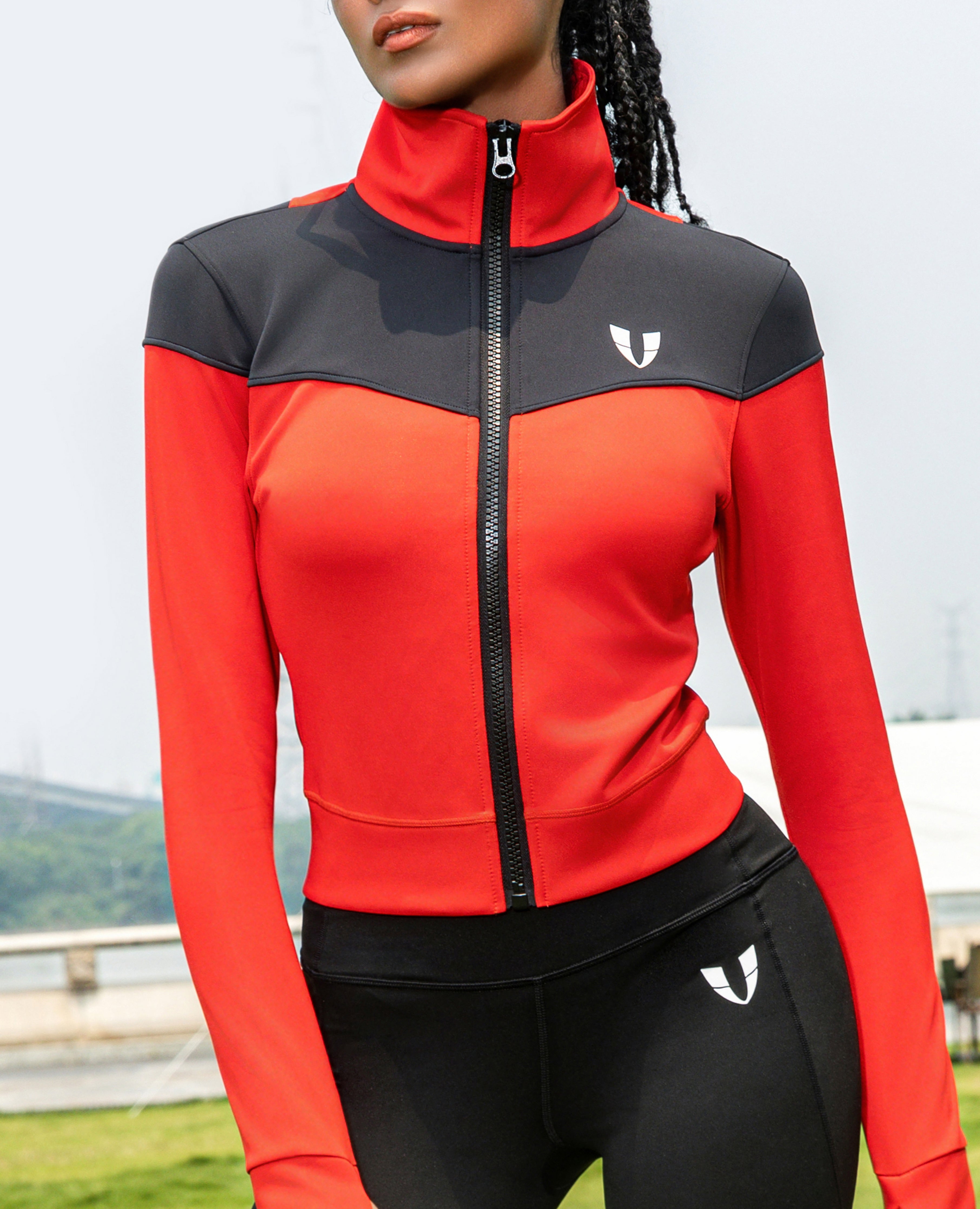 FIRM ABS V-Shape Athletic Jacket - Red and Black