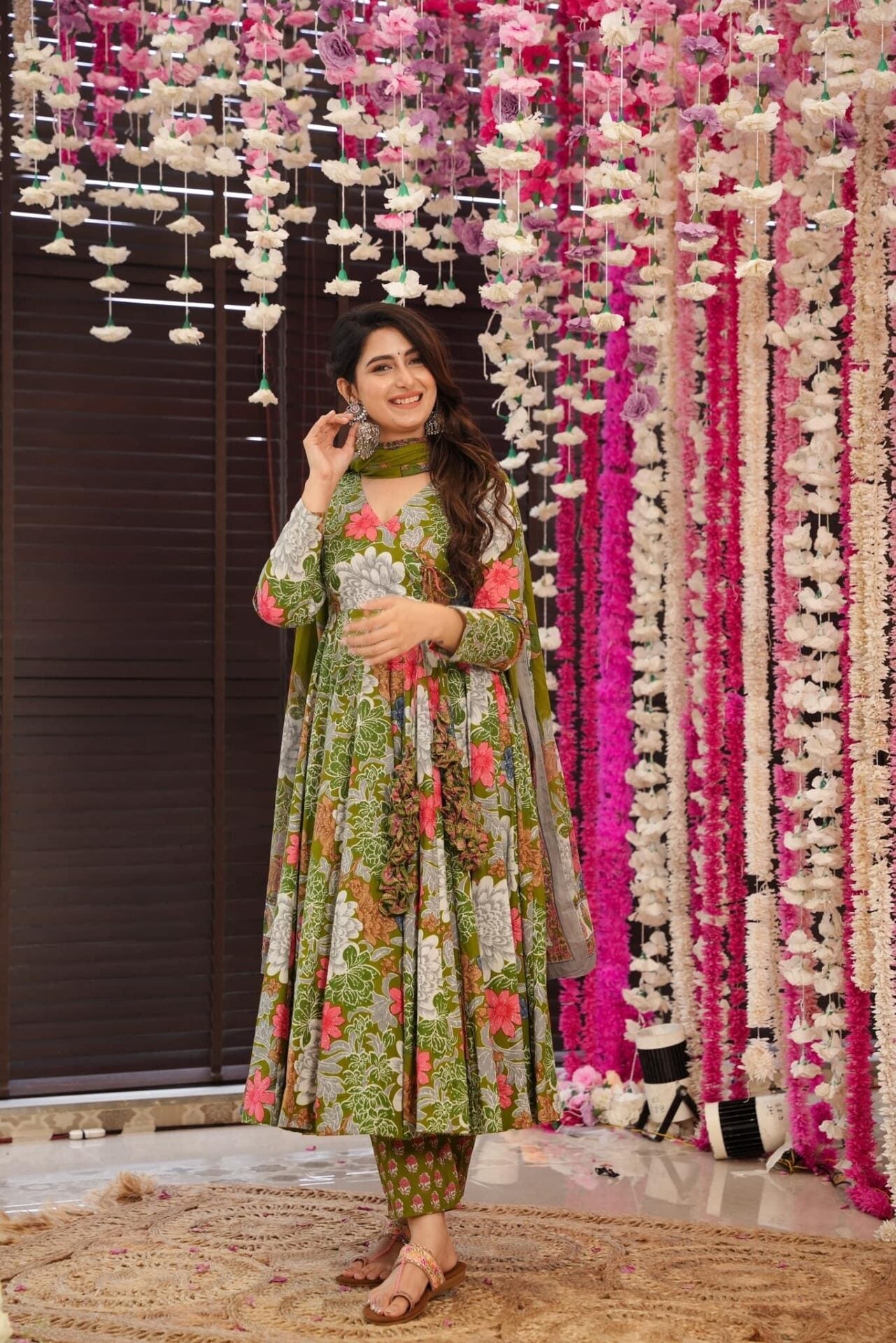Idaho-o Garden green cotton Angrakha set