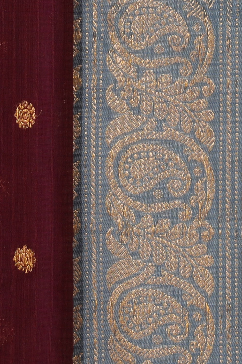 Kalanjali Gadwal Cotton Silk Deep Wine Violet Saree - view 2