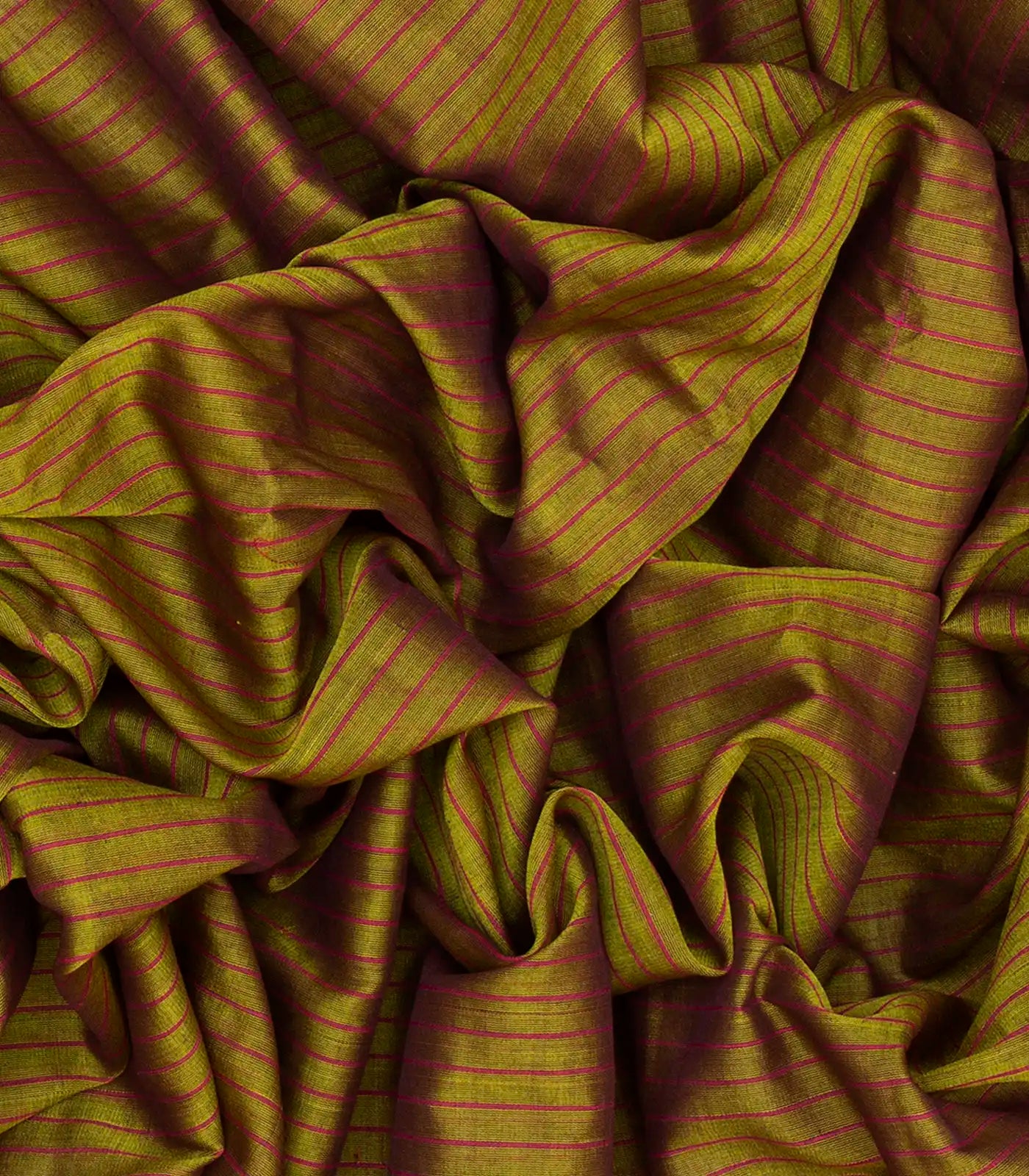 RmKV Sage Green Handloom Gadwal Cotton Saree With Stripes -Sage Green - view 3