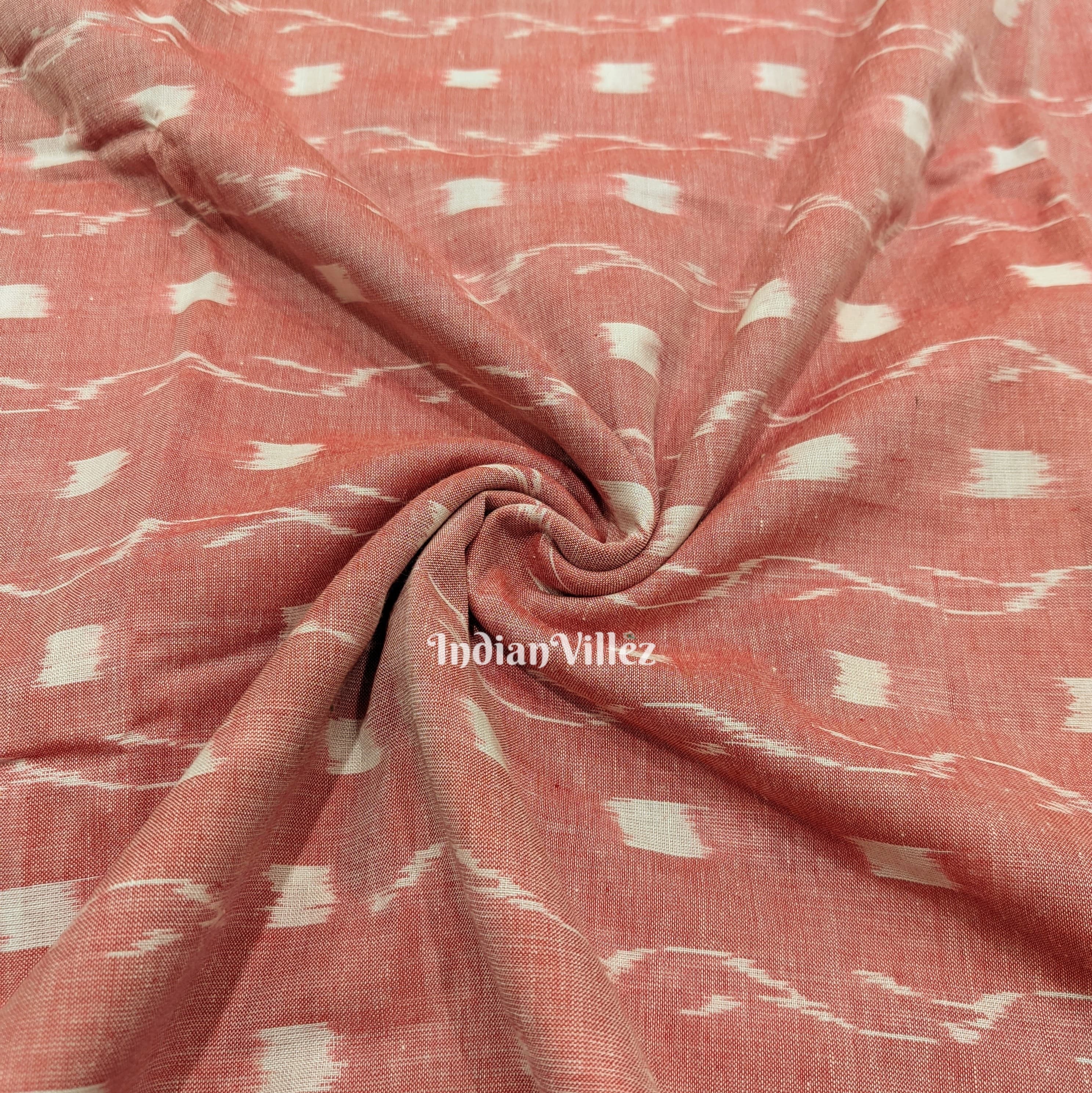 IndianVillèz Peach Tipa Design Sambalpuri Ikat Cotton Fabric