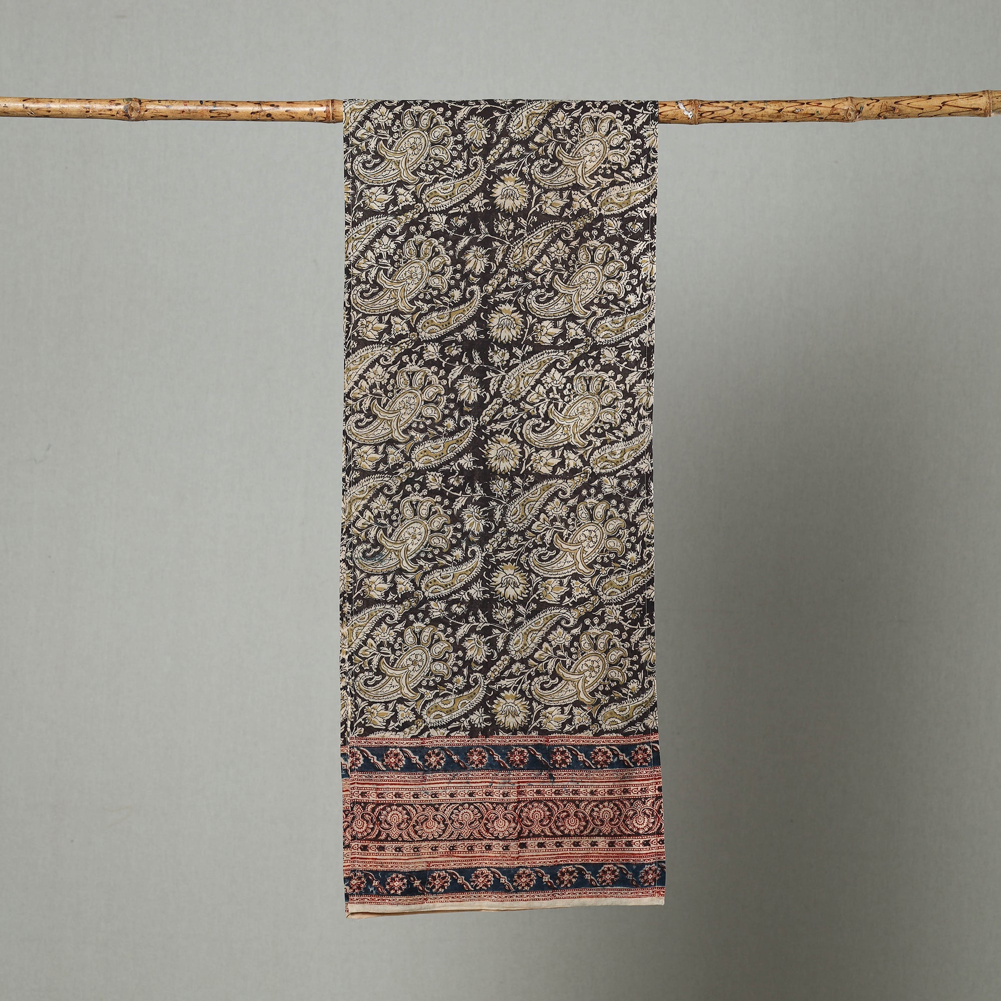 PITCHUKA SRINIVAS KALAMKARI PEDANA Black - Pedana Block Print Natural Dyed Cotton Kalamkari Stole 06 - view 2