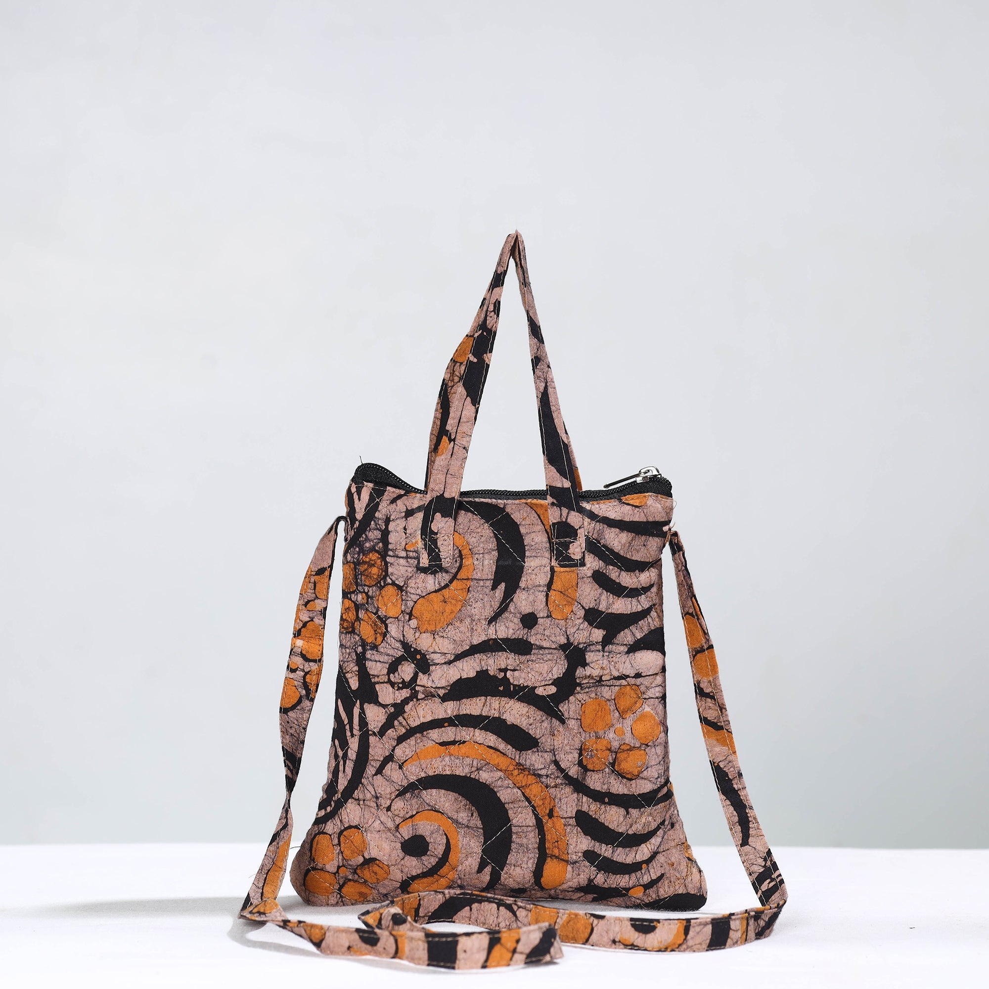 NOORI BAZAR Brown - Hand Batik Printed Quilted Cotton Sling Bag 16 - view 2