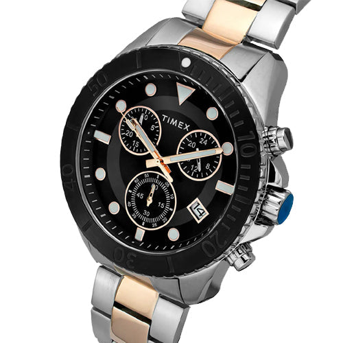 Timex E Class Men's Black Dial Round Case Chronograph Date Function Watch 47mm TWEG20102 - view 2
