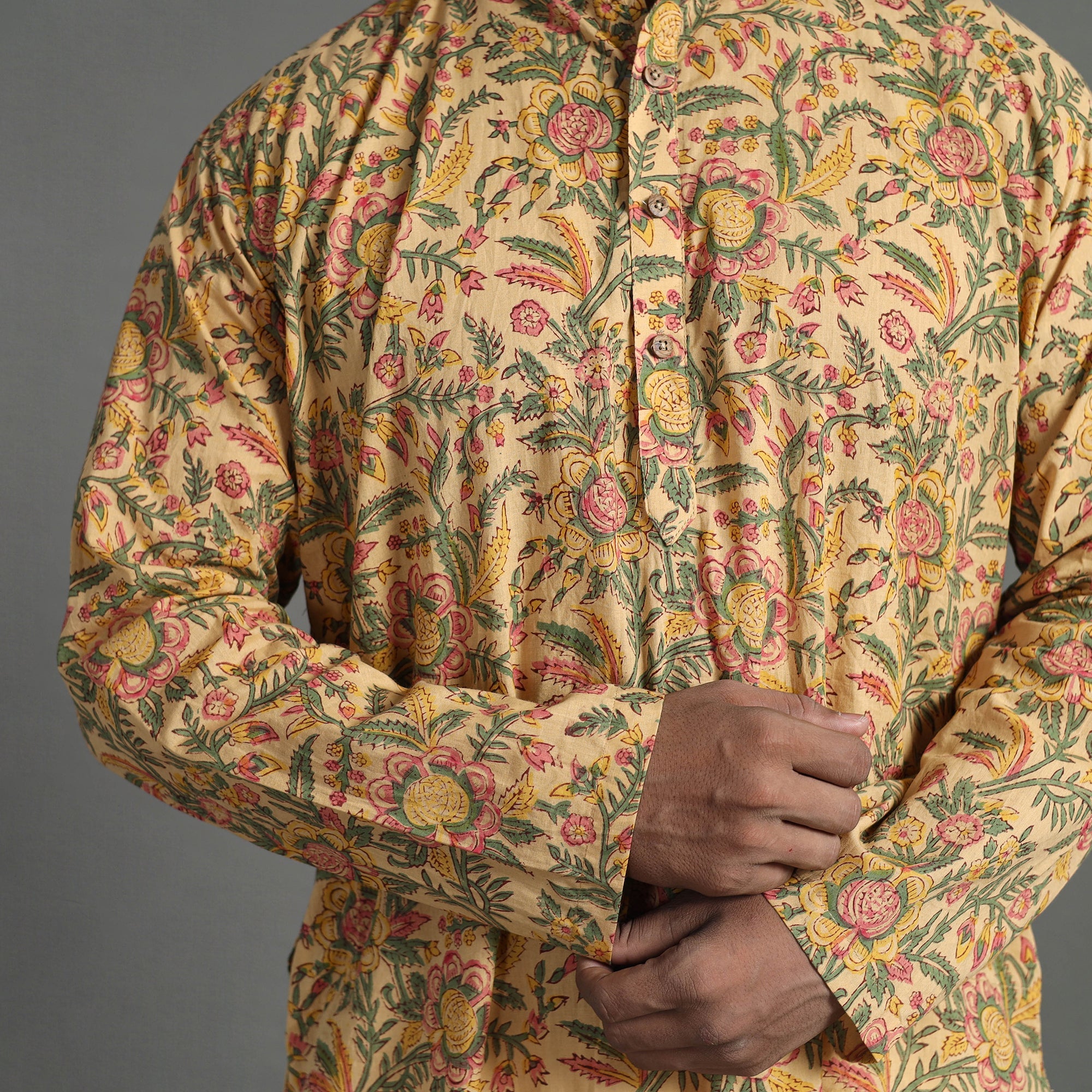 ITOKRI CASUALS Block Print Cotton Sanganeri Kurta for Men (Long) 17 - view 7