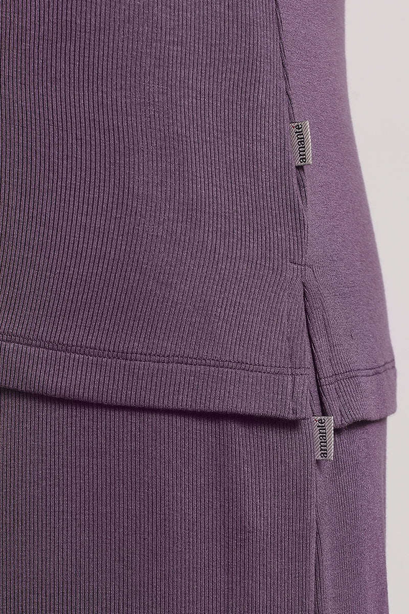 Amante Serene Dream Henley Neck Tee - Vintage Violet - view 6