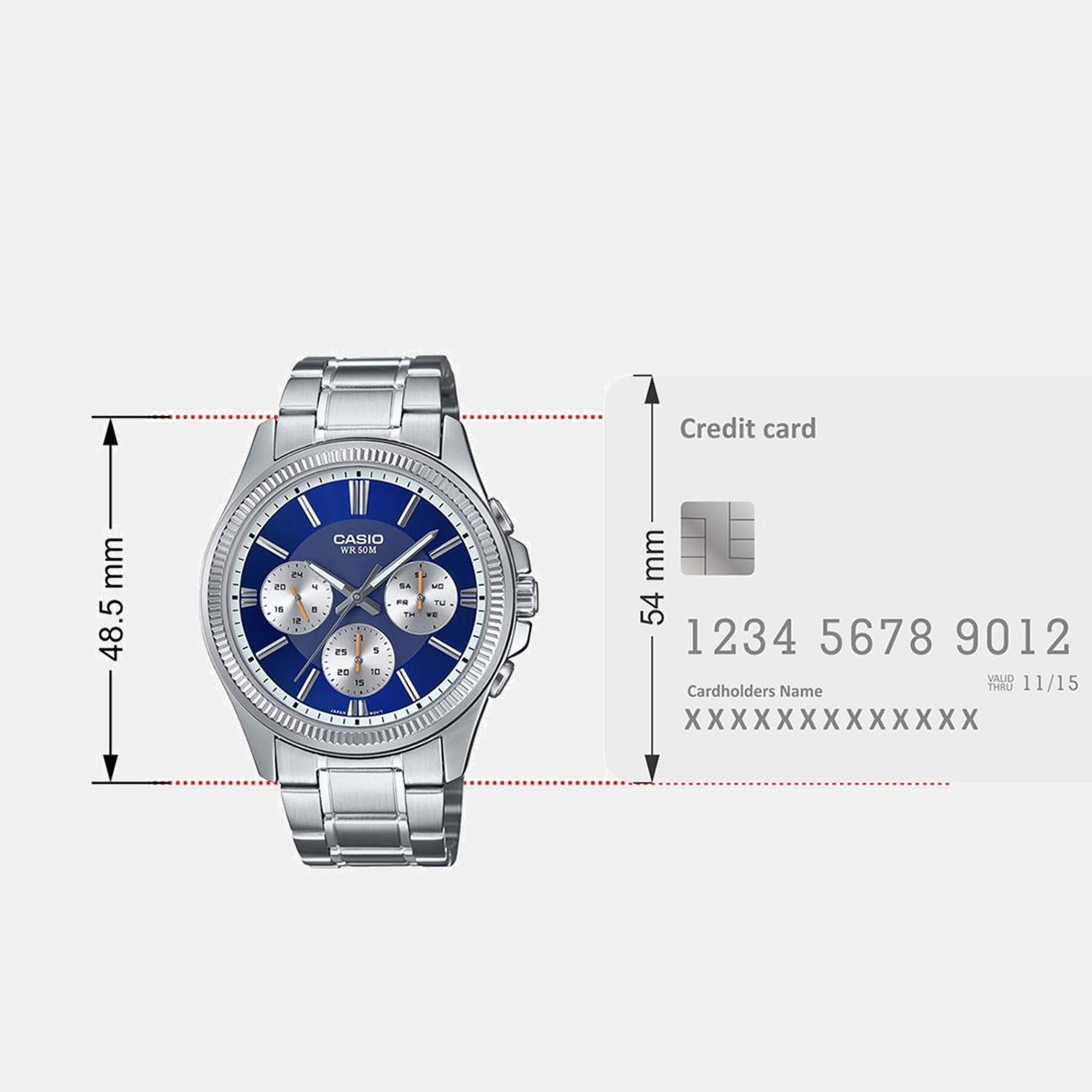 Casio Enticer Men Quartz Blue Dial Multi-Function Stainless Steel Watch A2228 - view 7
