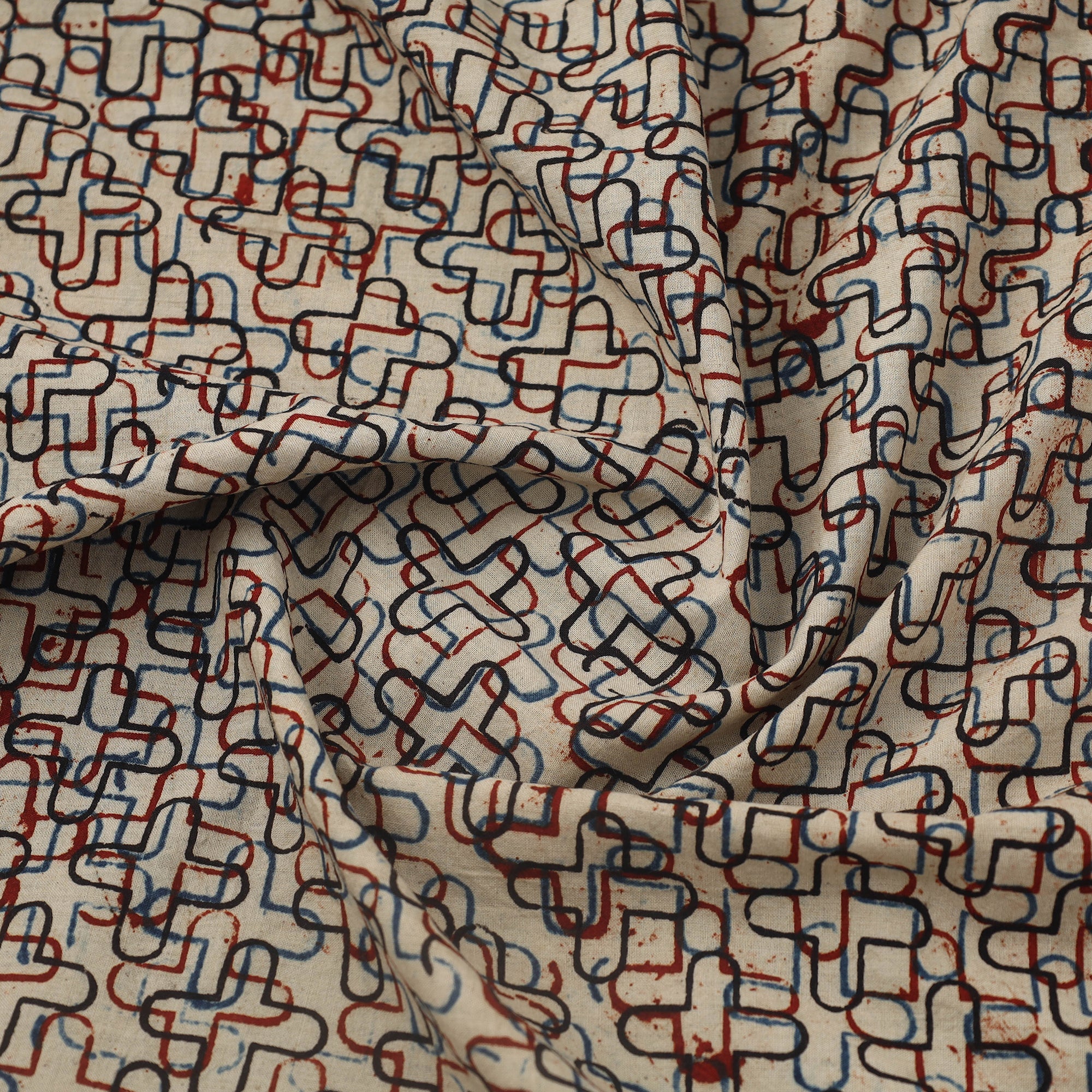 KACHCHH JI CHHAAP Beige - Block Print Cotton Natural Dyed Ajrakh Fabric 33 - view 3