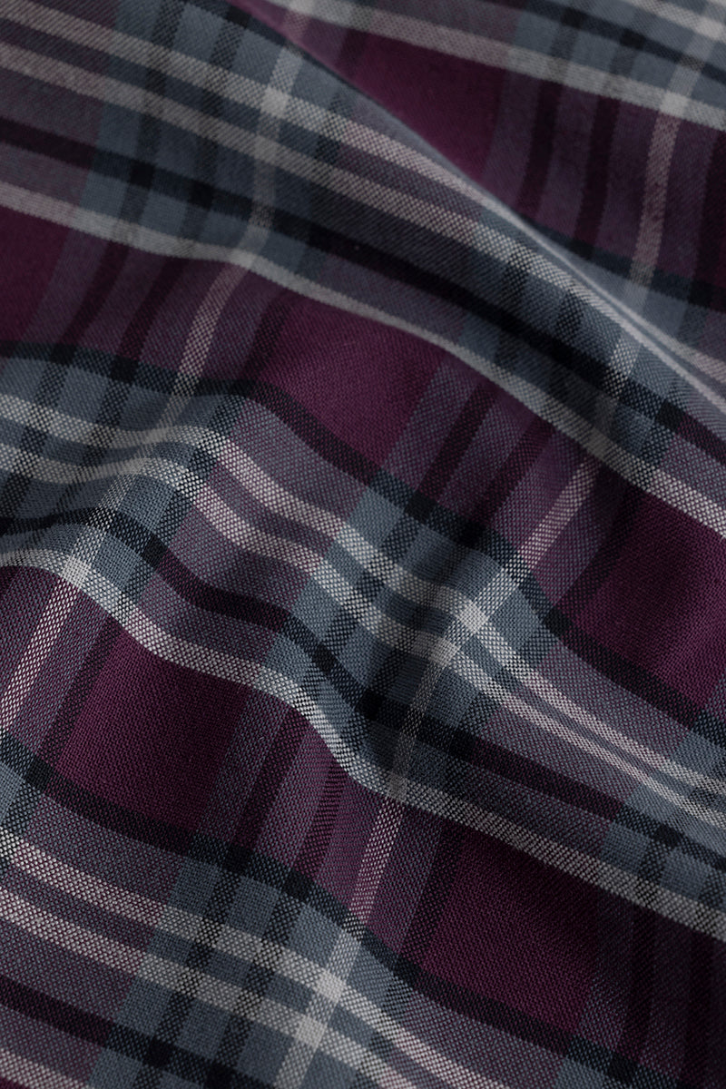 SNITCH Tartan Twist Purple Checks Shirt - view 9