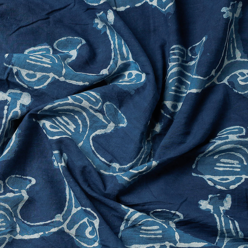 BINDAAS UNLIMITED Blue - Bindaas Block Art Printed Cotton Natural Dyed Precut Fabric (2.3 meter) - view 2