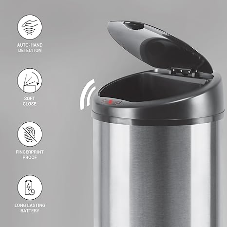 MILTON Euroline Sensor Bin Stainless Steel Automatic Lid Closing Sensor Bin | Touch-Free | Auto-hand Indication - view 2