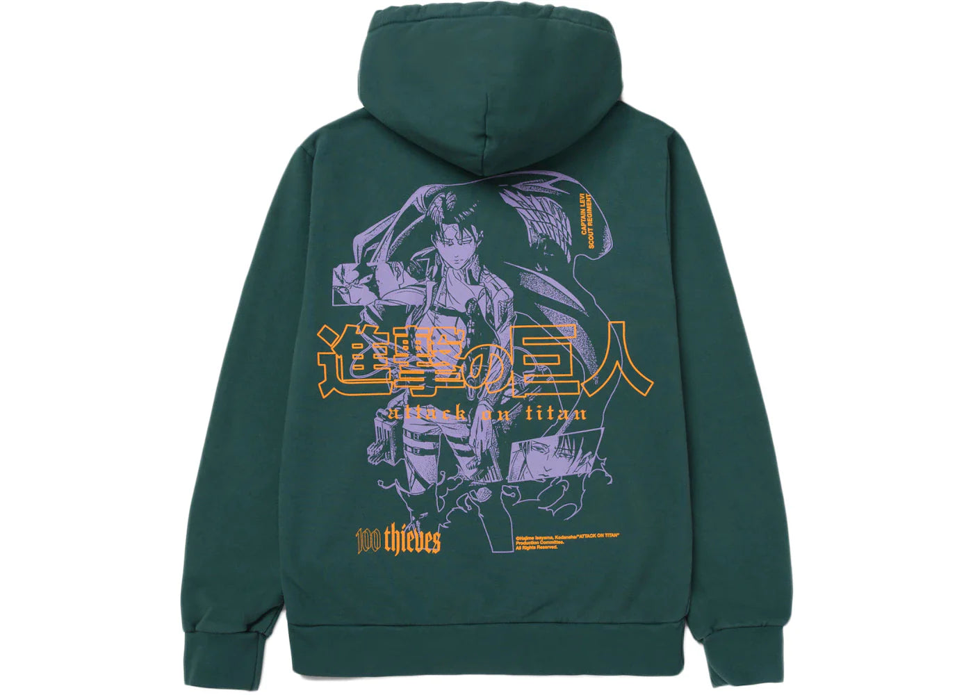 100 Thieves x Attack on Titan VME Hoodie Green - view 2