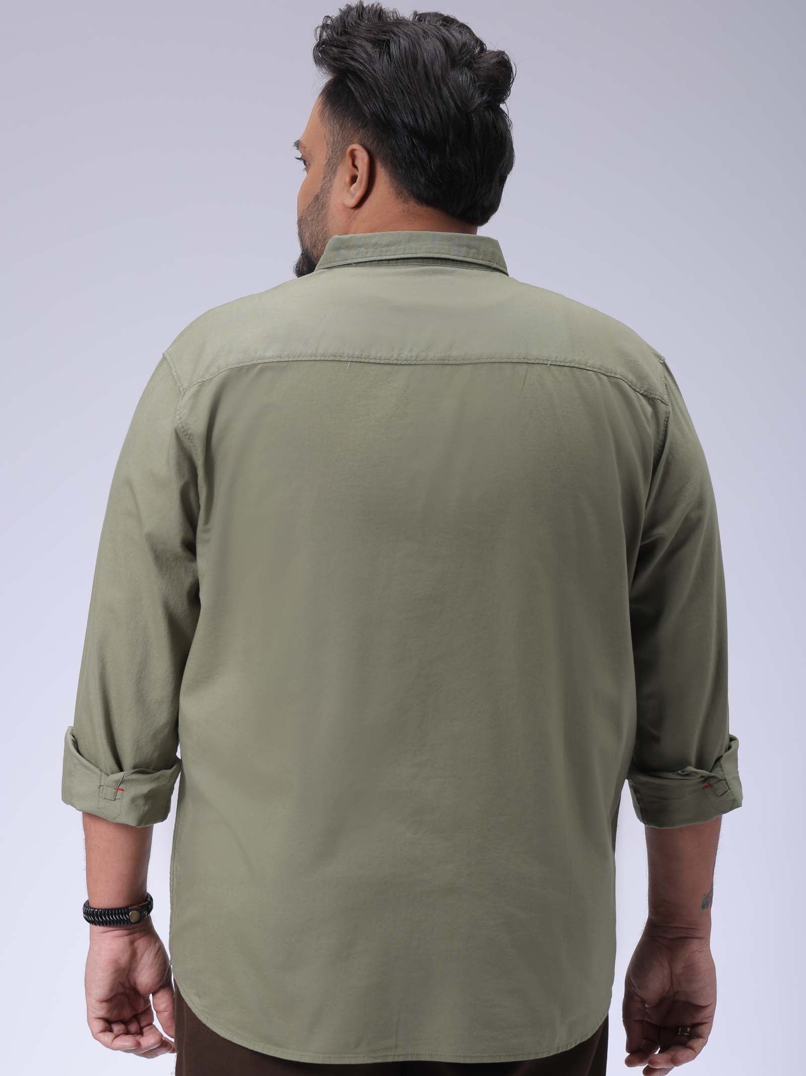 HARDSODA Men's Plus Size Green Regular Fit Solid Casual Shirt - view 3