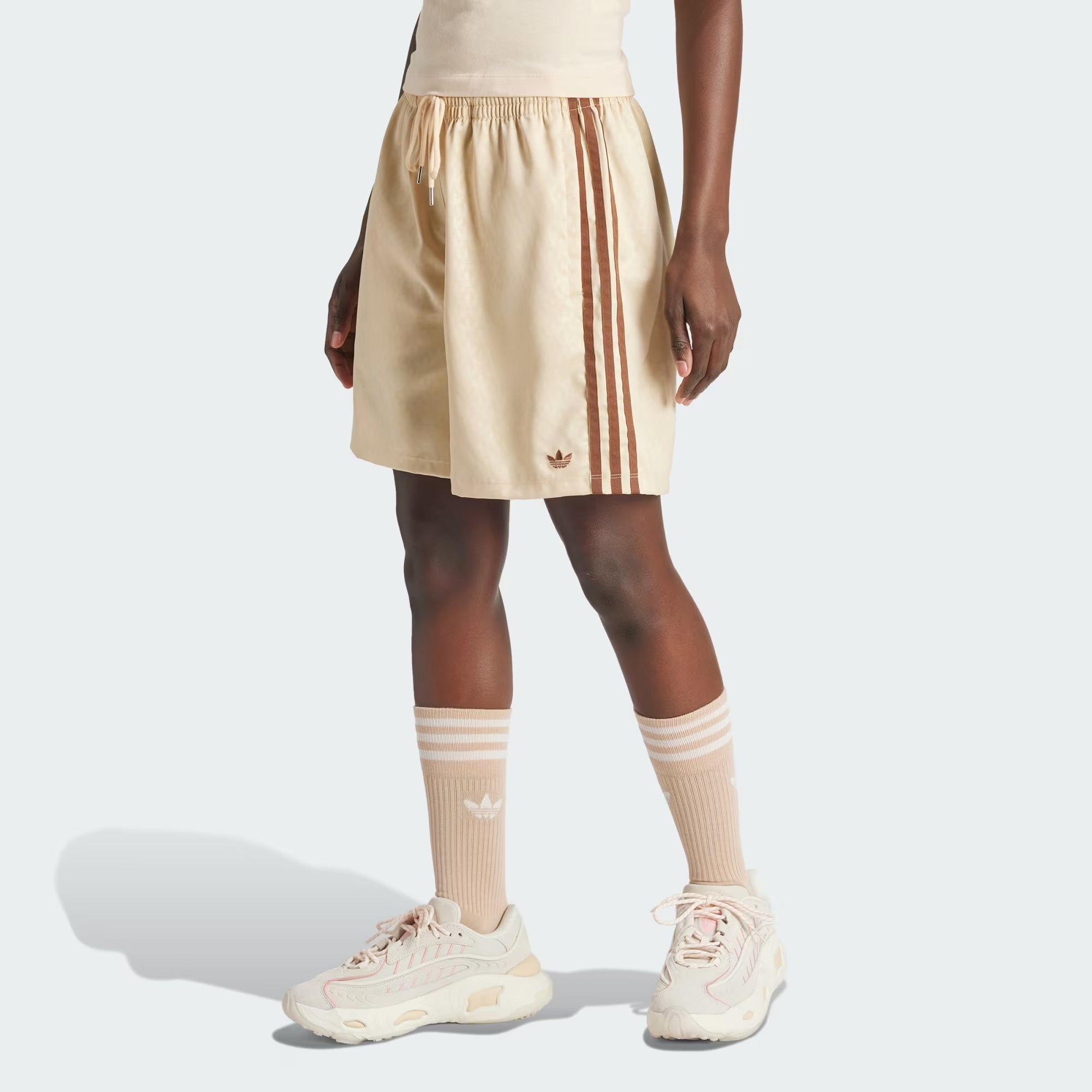 Adidas Originals | FASHION MONOGRAM SATIN SHORTS { CRYSTAL SAND