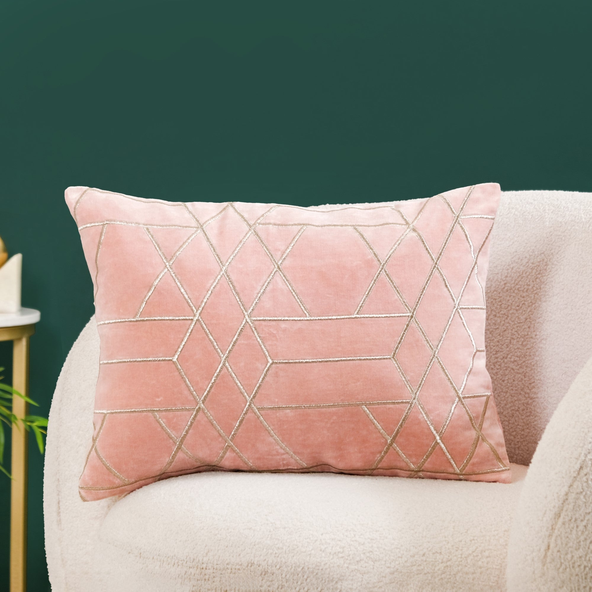 Nestasia Silver Embroidered Geometric Cushion Cover 50x35 cm