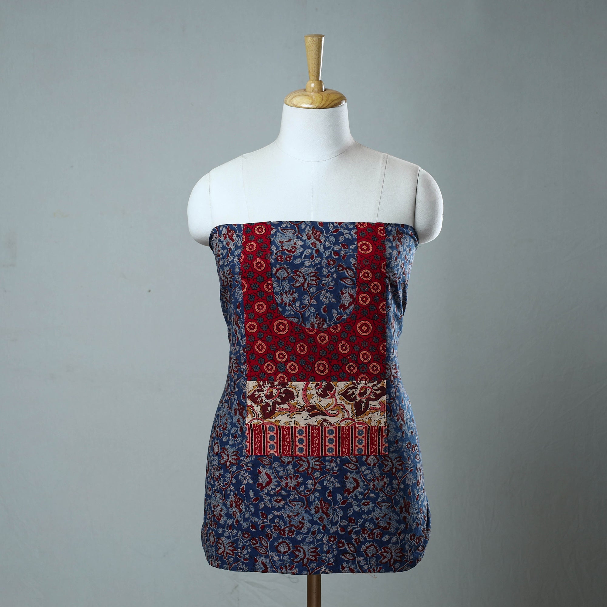 NOORI BAZAR Blue - Block Printed Cotton Ajrakh Kurta Material (2.5 meter) 12