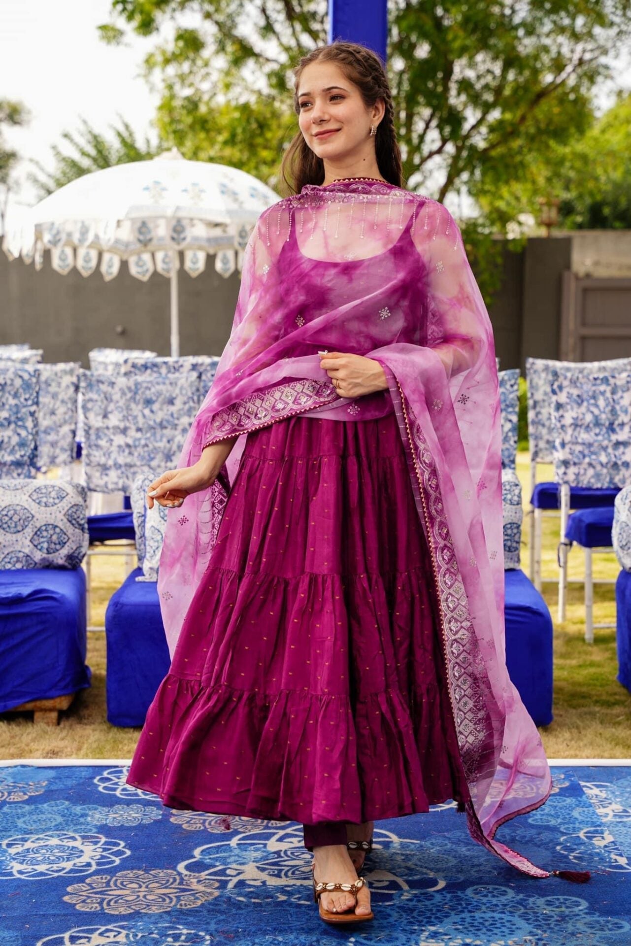 Idaho-o Anupriyaa Purple Silk set - view 2