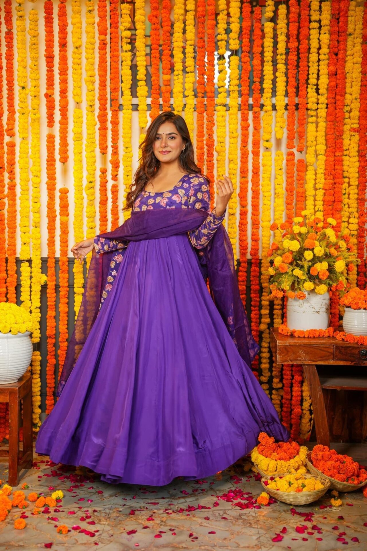Idaho-o manasvi purple maxi set