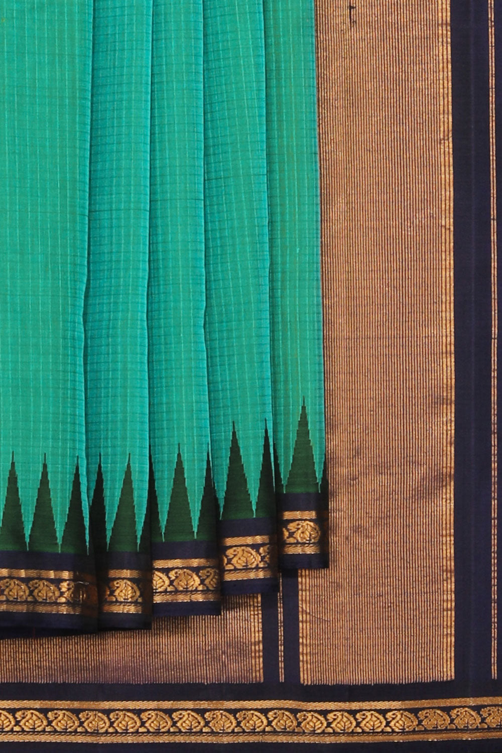 Kalanjali Gadwal Teal Green Saree – Women's
