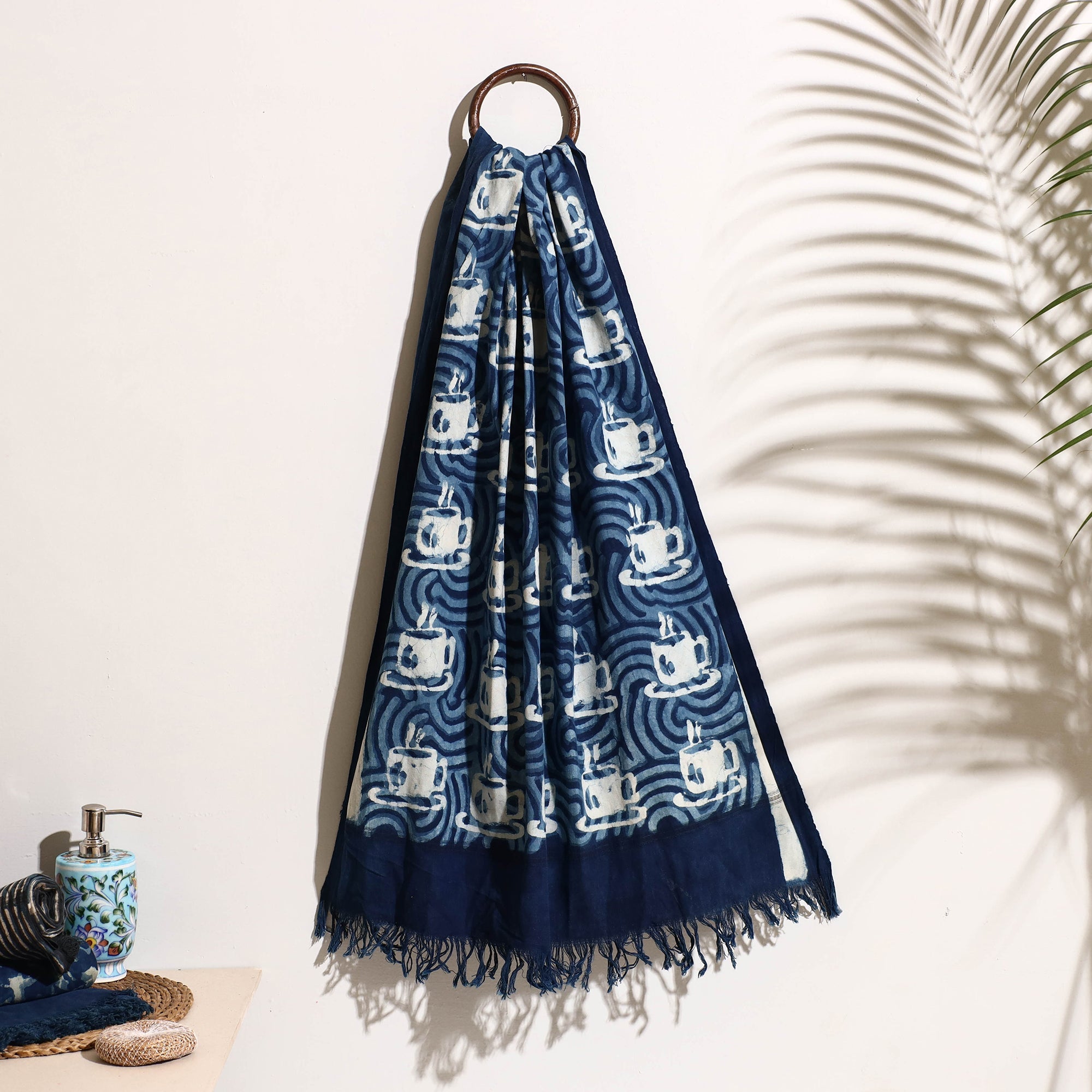 BINDAAS UNLIMITED Blue - Bindaas Block Printed Handloom Cotton Towel